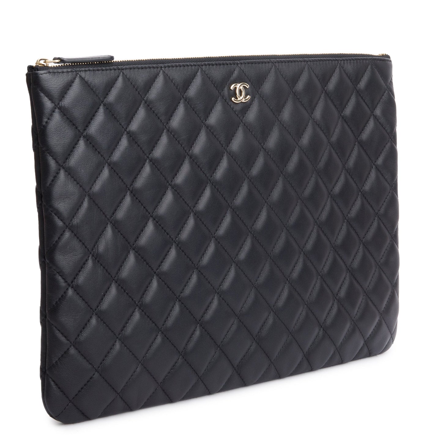 Chanel Quilted O Leather Lambskin Black Travel Bag Authenticity Card