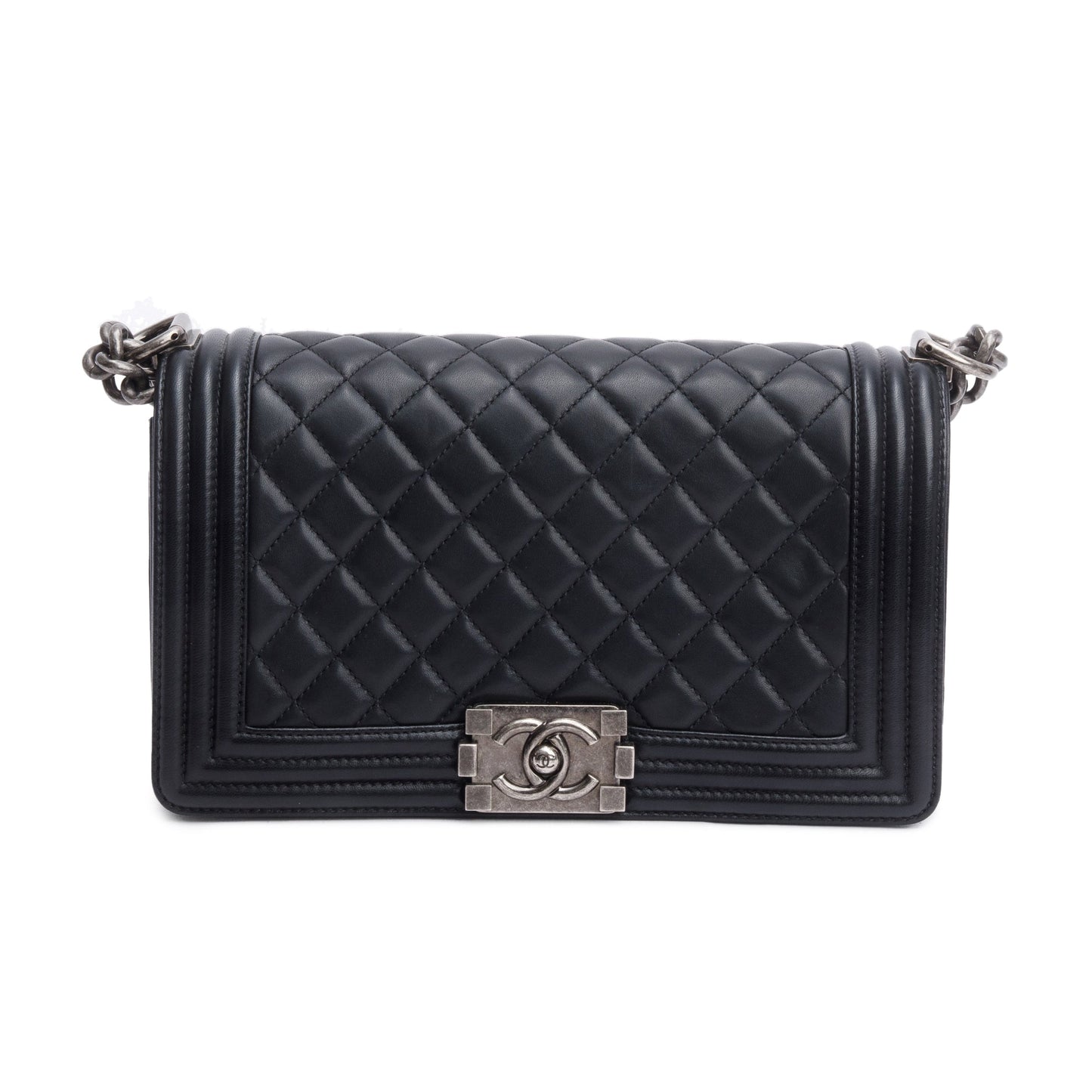 Chanel Quilted Boy Leather Lambskin Black Travel Bag 4