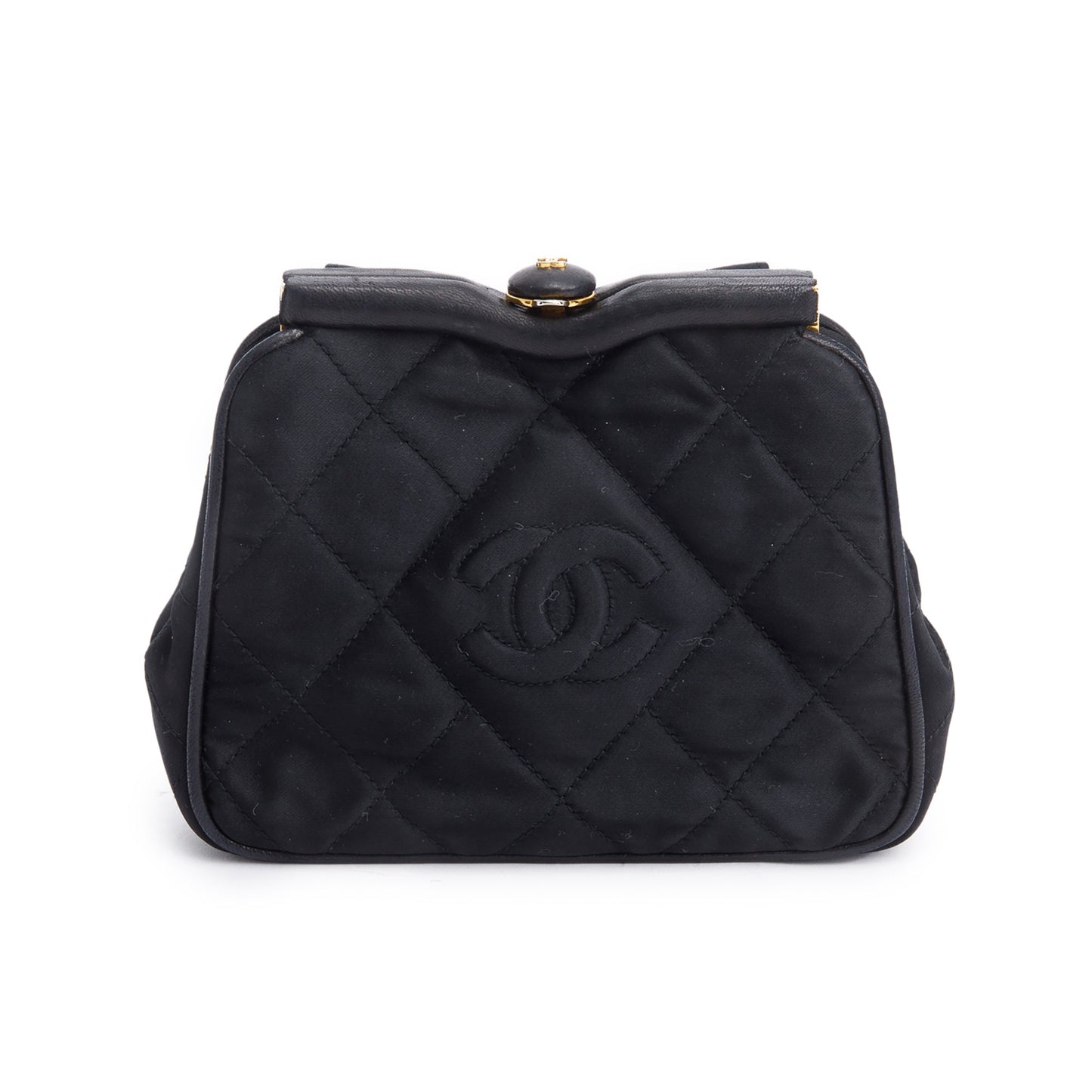 Chanel Quilted Satin Tassel CC Timeless Black Travel Bag