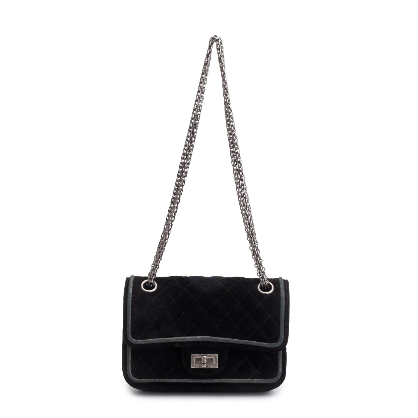 Chanel Quilted Suede 2.55 Reissue Square Black Travel Bag