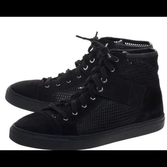 Chanel Suede Mesh High Top Lace Up Sneakers for Women