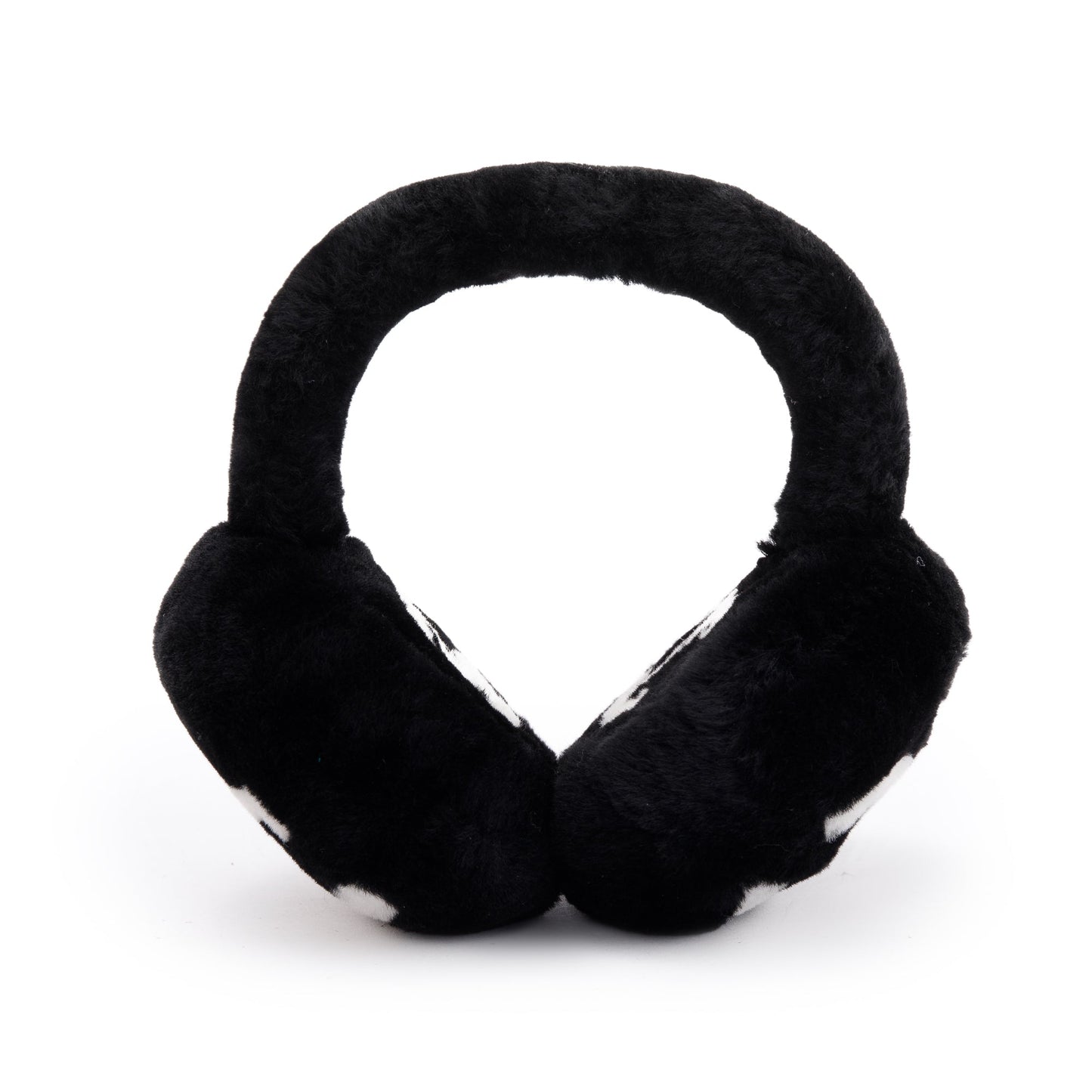 Chanel Shearling CC Earmuffs Black White Travel Bag