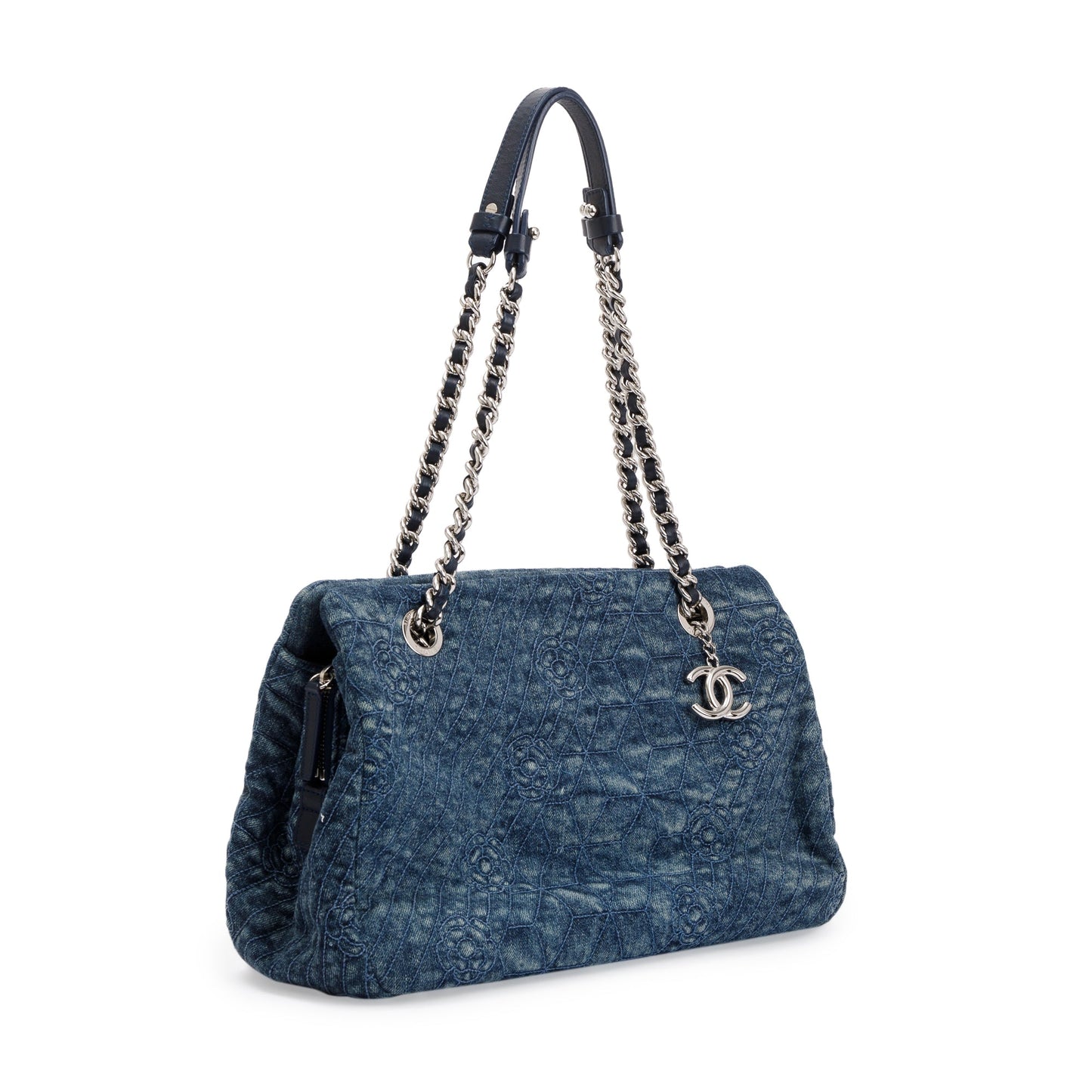 Chanel Denim Camellia Blue Travel Bag