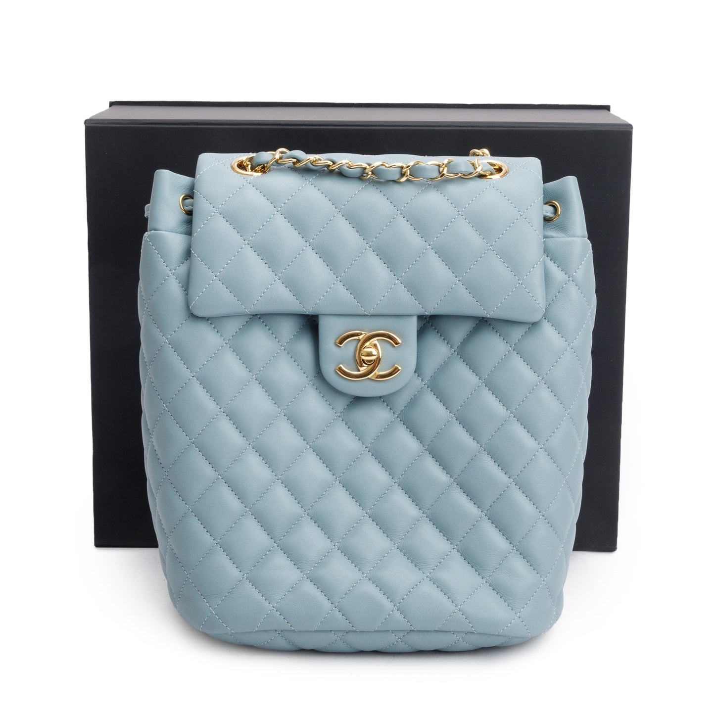Chanel Quilted Urban Spirit Backpack Leather Calfskin Blue Travel Bag