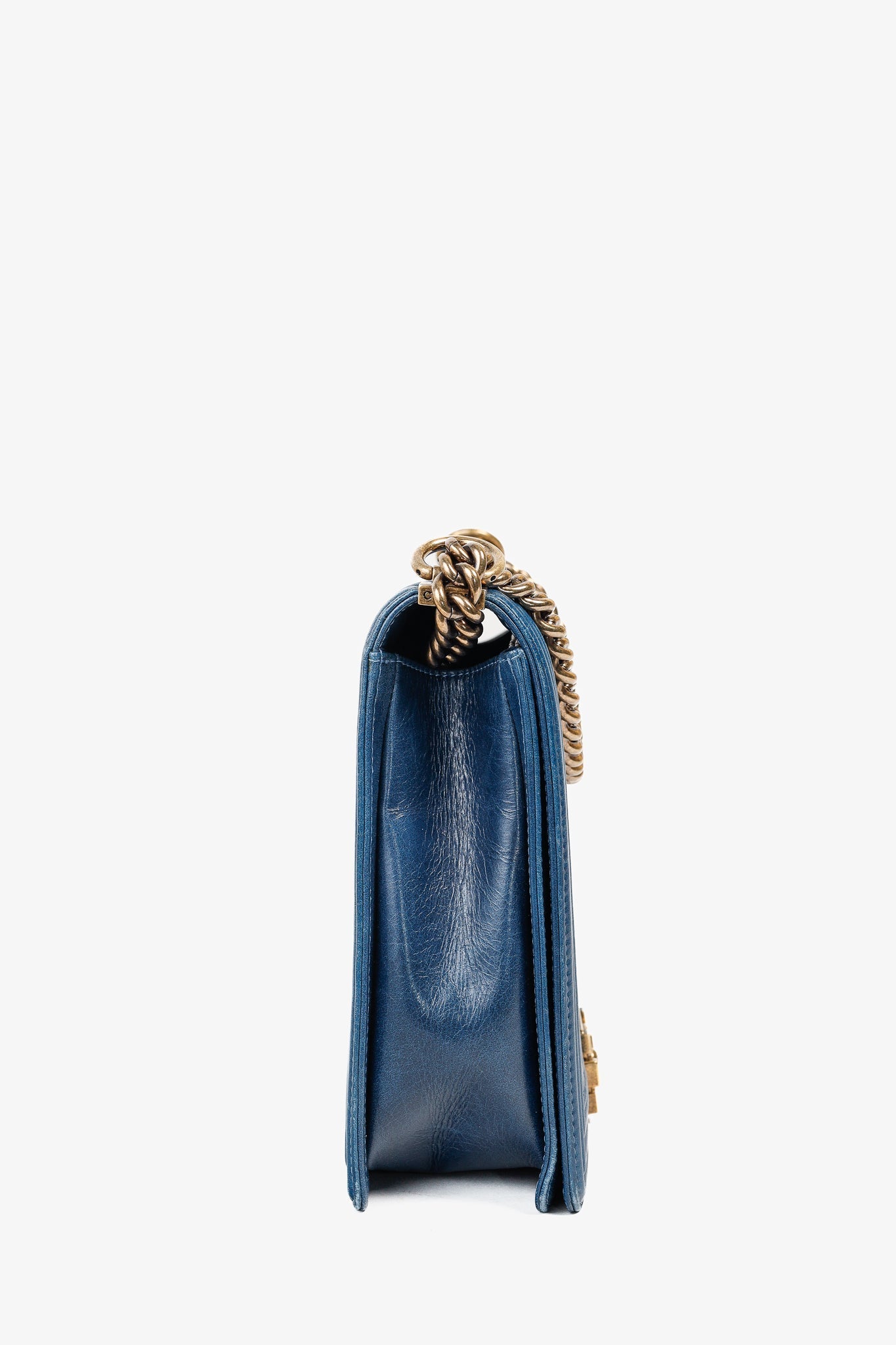 Chanel Blue Quilted Leather Large Boy Shoulder Bag