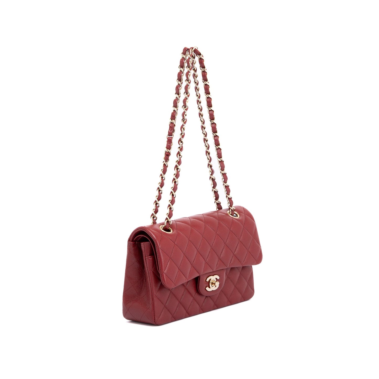 Chanel Burgundy Caviar Classic Double Flap Travel Bag