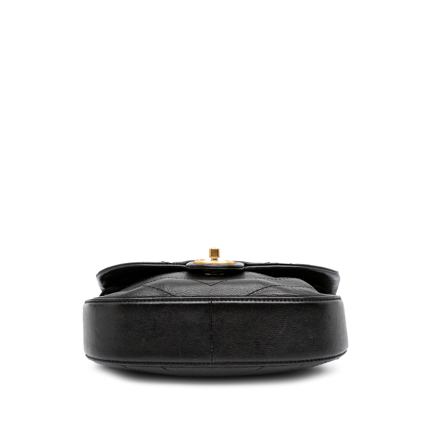 Chanel CC Chevron Calfskin Round Flap Satchel Bag