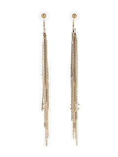 CHANEL CC DROP FRINGE EARRINGS