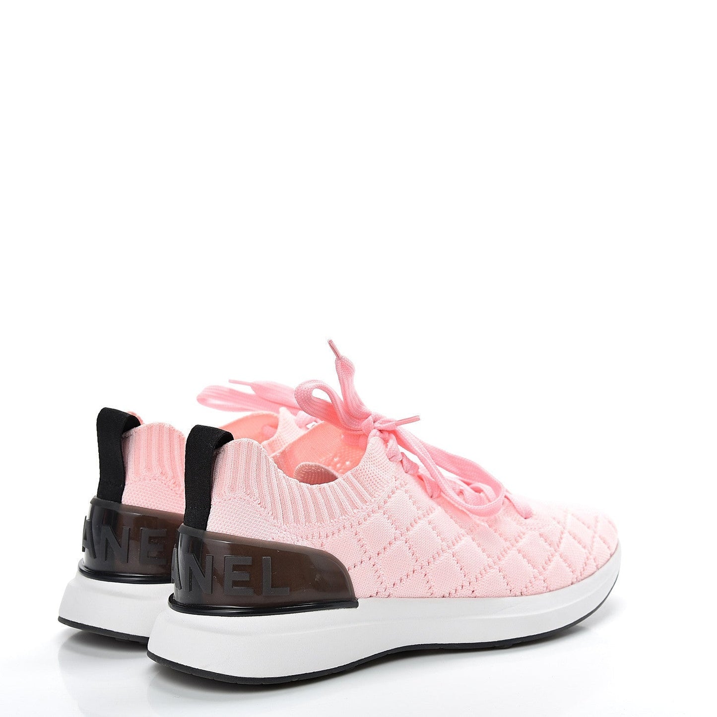 Chanel Pink Knit Fabric CC Low Top Sneakers for Women