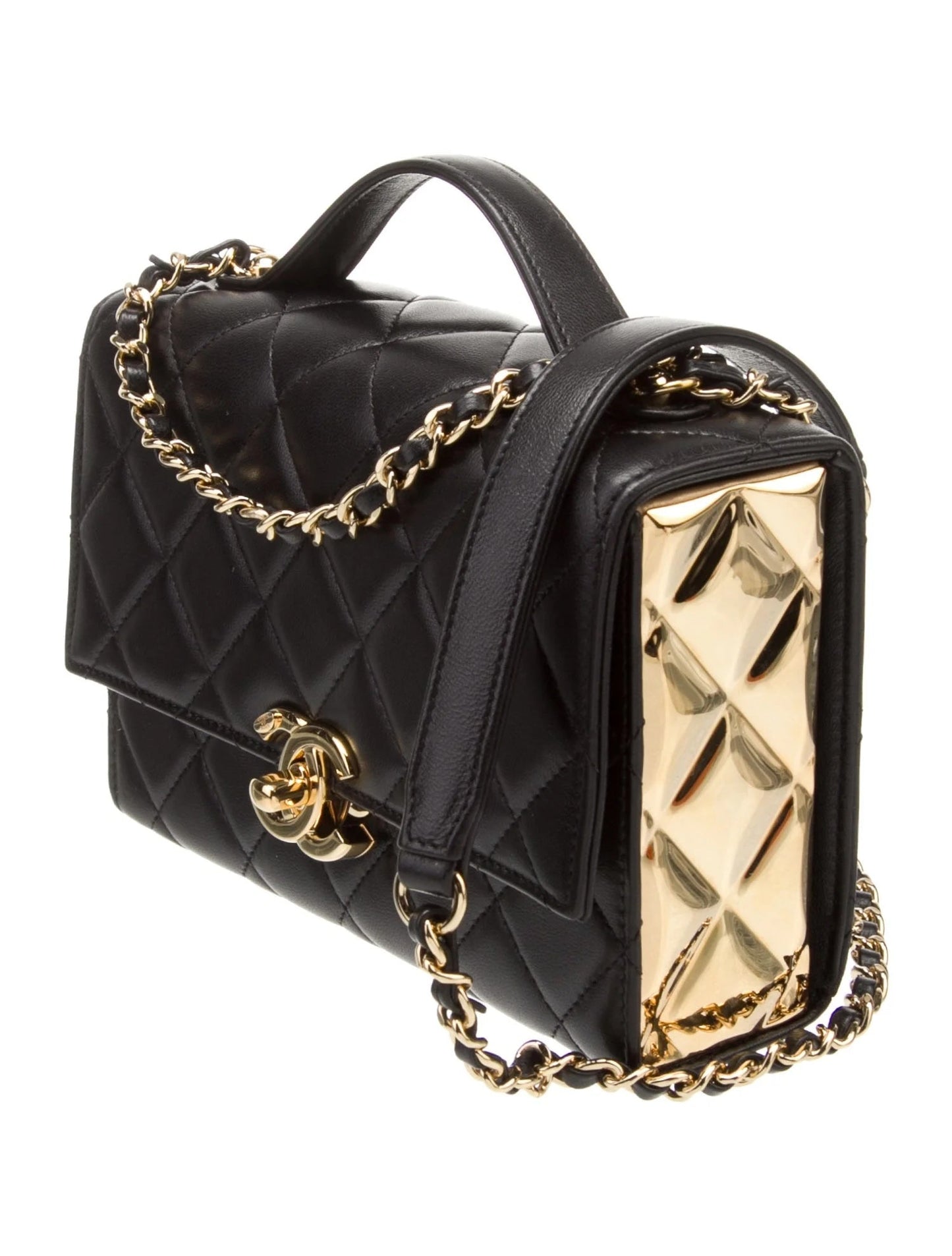 Chanel CC Lambskin Quilted Golden Plate Mini Flap Women Shoes