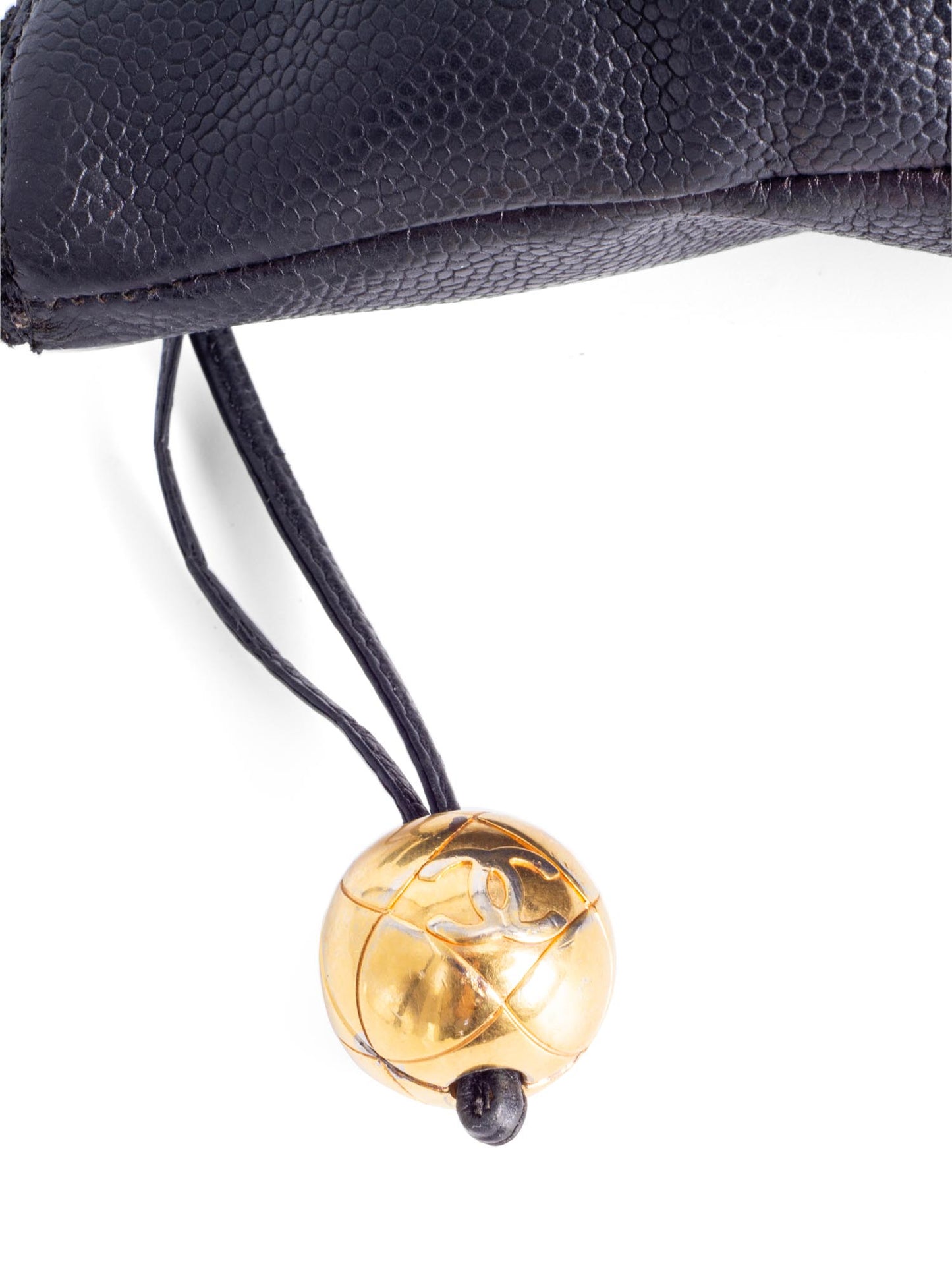 Chanel CC Logo Caviar Leather Shopper Bag Black