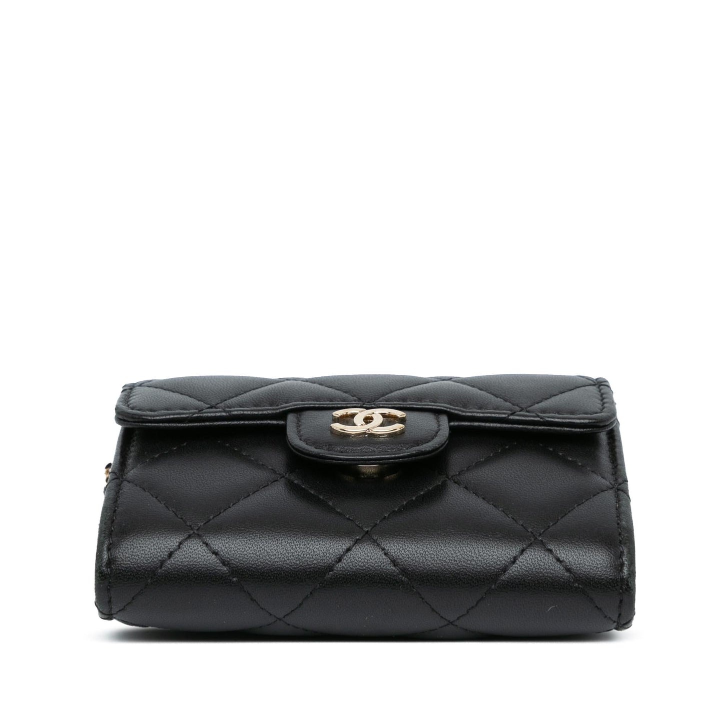 Chanel CC Quilted Lambskin Flap Card Holder Wallet Case