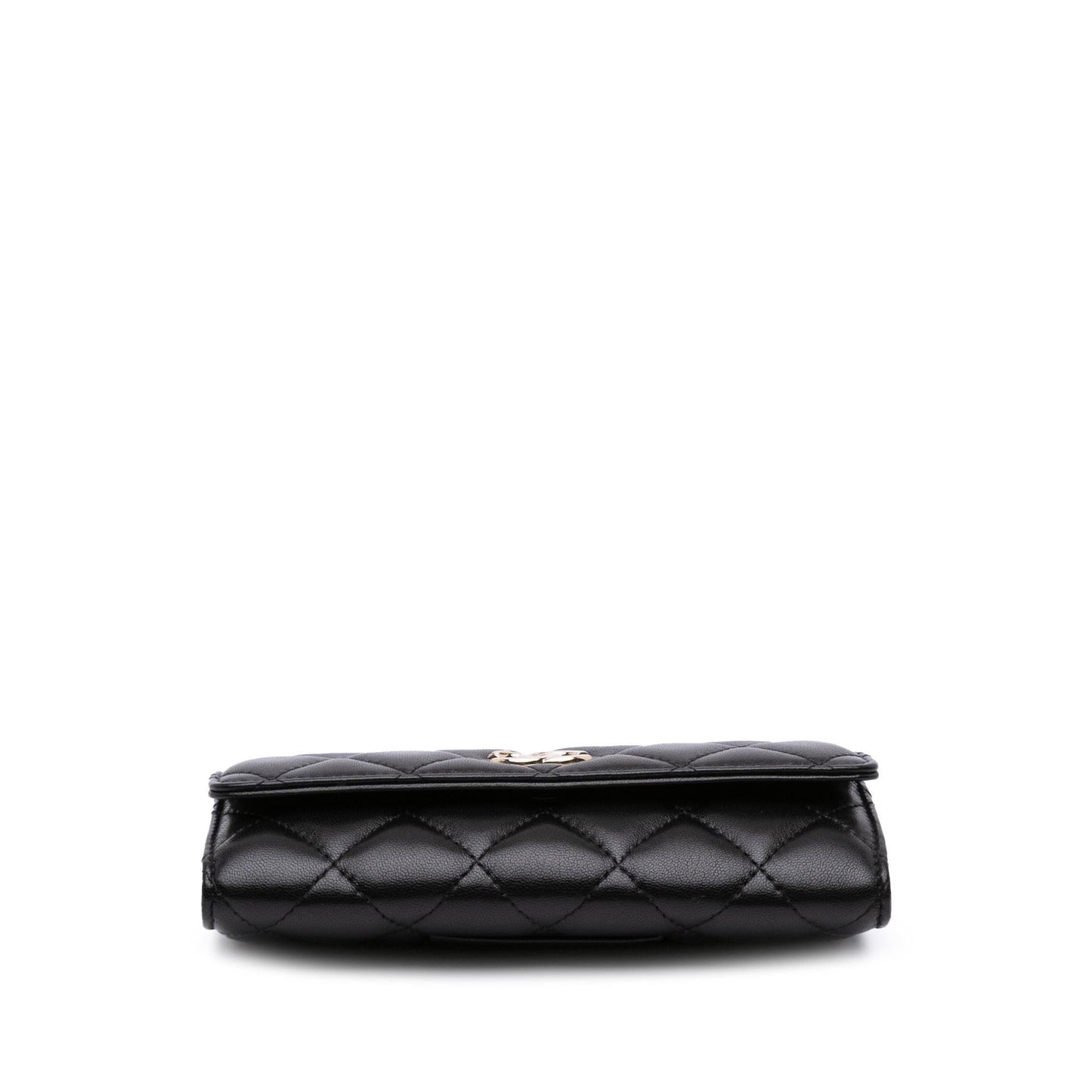 Chanel CC Quilted Shiny Lambskin Ribbon Long Clutch Bag