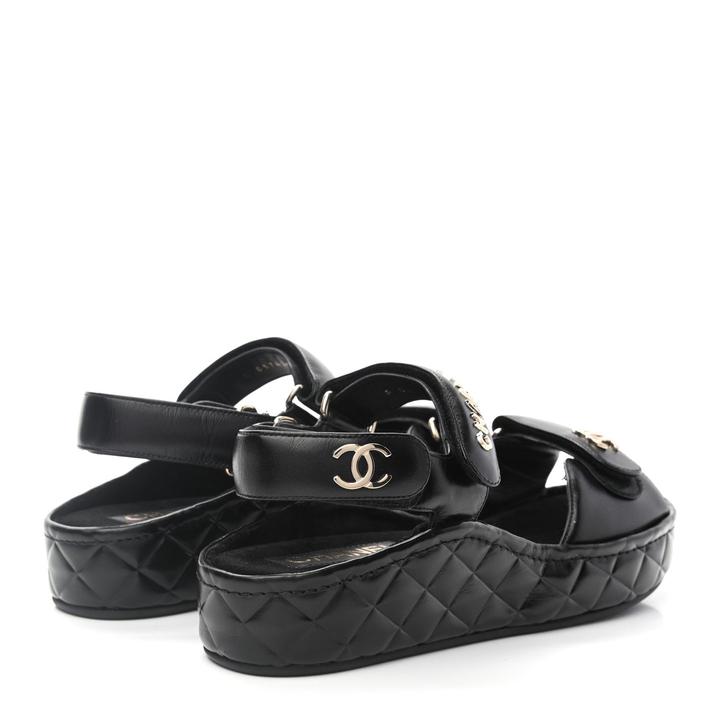 Chanel Calfskin Logo Platform Sandals for Women