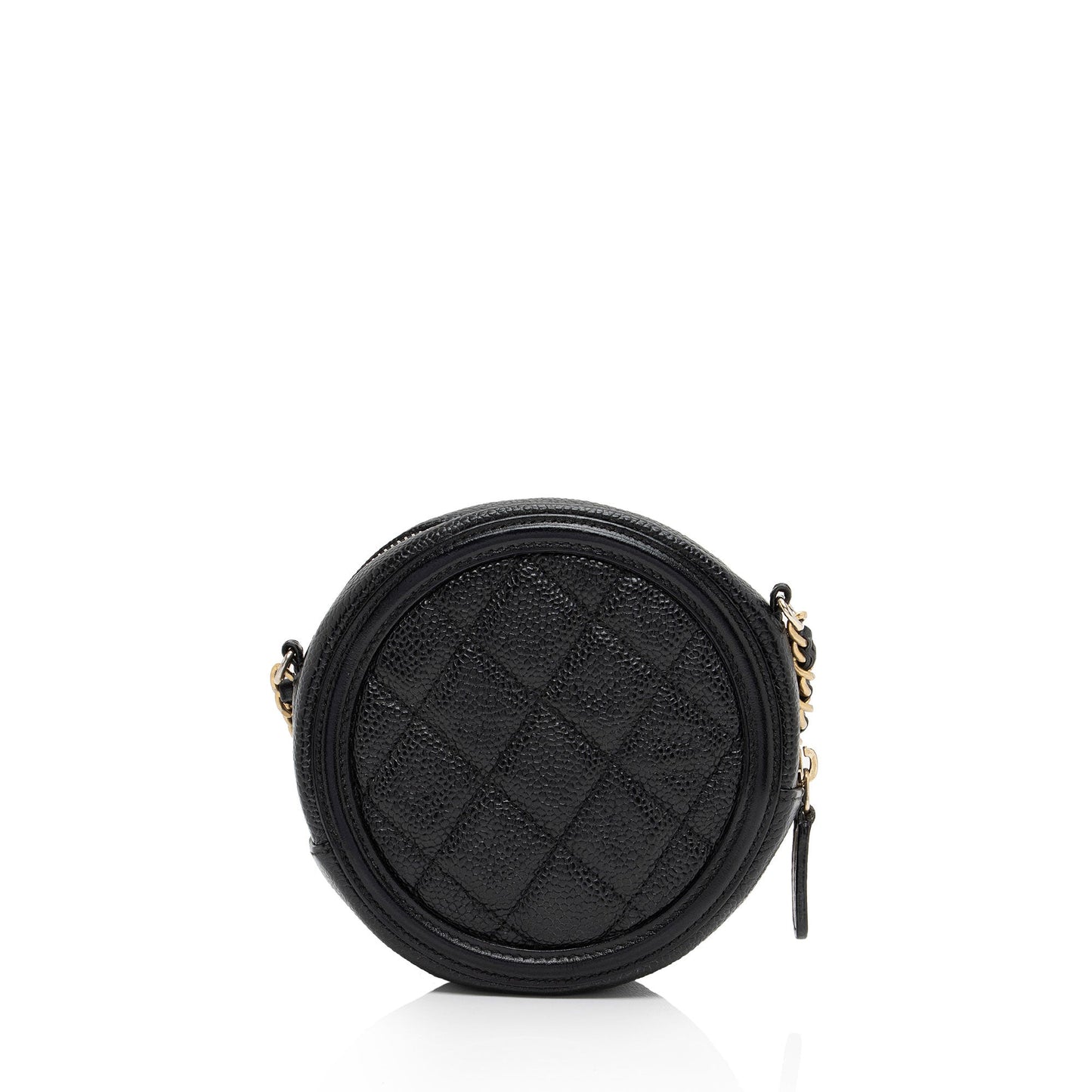 Chanel Caviar CC Filigree Round SHF-lxEJd2 Leather Clutch Bag