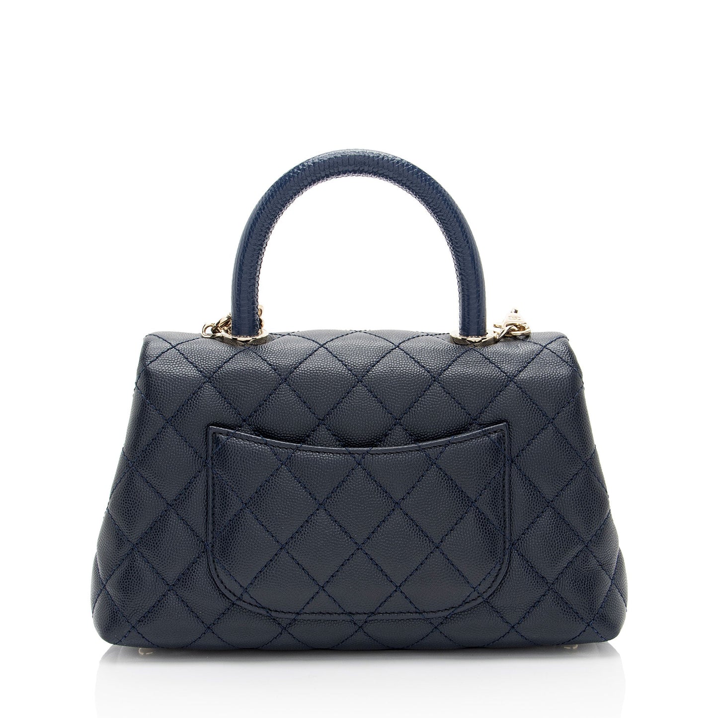 Chanel Caviar Coco Top Handle Flap Leather Shoulder Bag