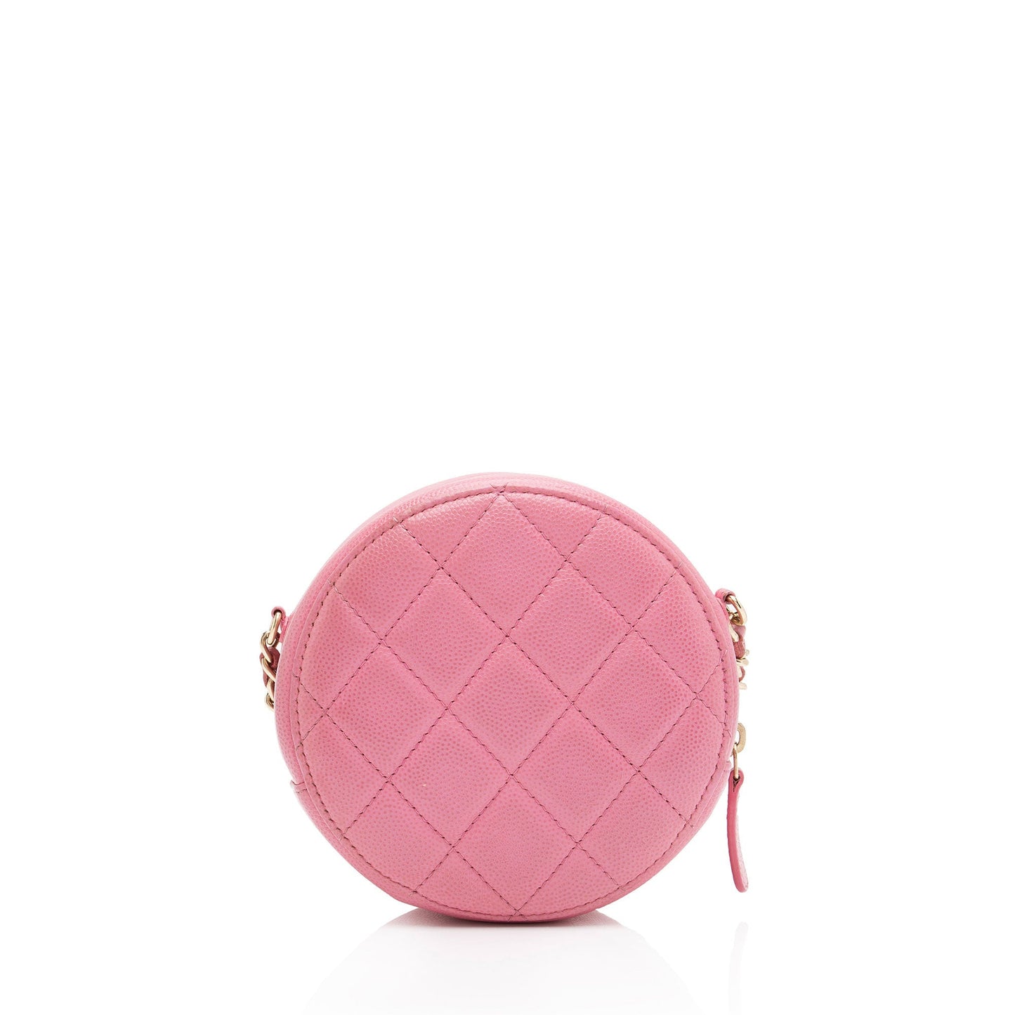 Chanel Caviar Crystal CC Round SHF-FU2AgY Leather Clutch Bag