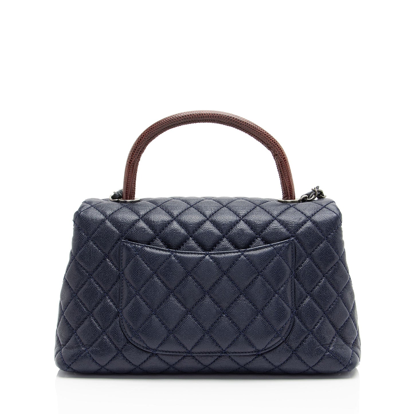 Chanel Caviar Lizard Coco Top Handle Small Leather Handbag