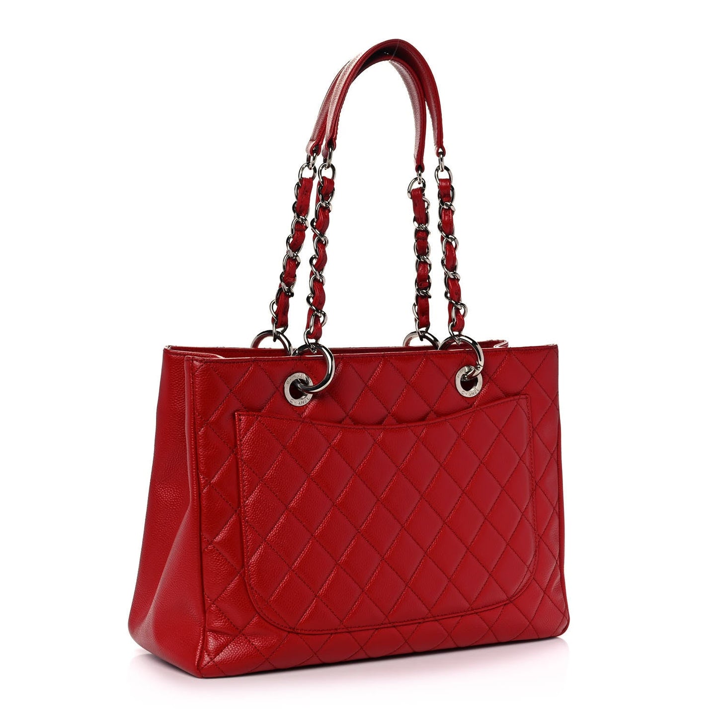 Chanel Caviar Quilted Grand Shopping GST Red Tote Bag