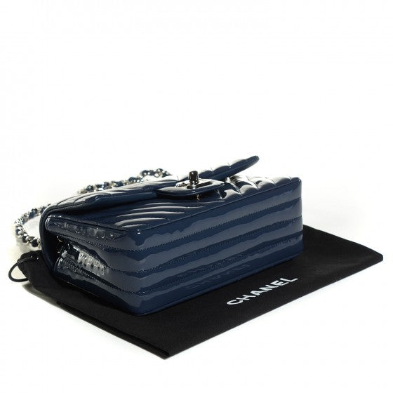 Chanel QUILTED CHEVRON MAXI FLAP -NAVY Blue Shoulder Bag