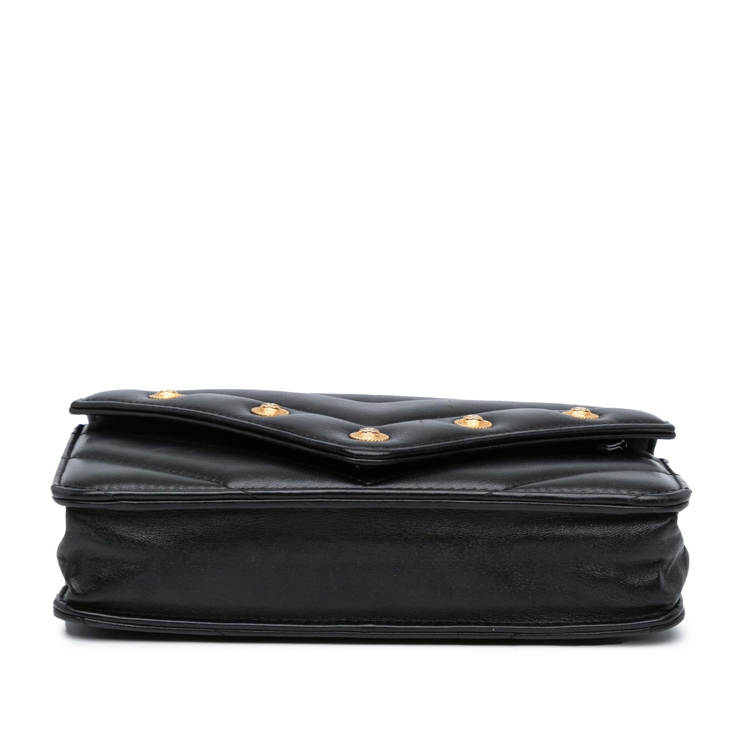 Chanel Chevron Lambskin Button On Wallet Case