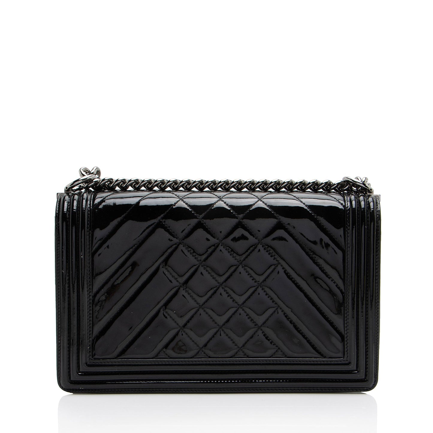 Chanel Chevron Patent New Boy Leather Handbag