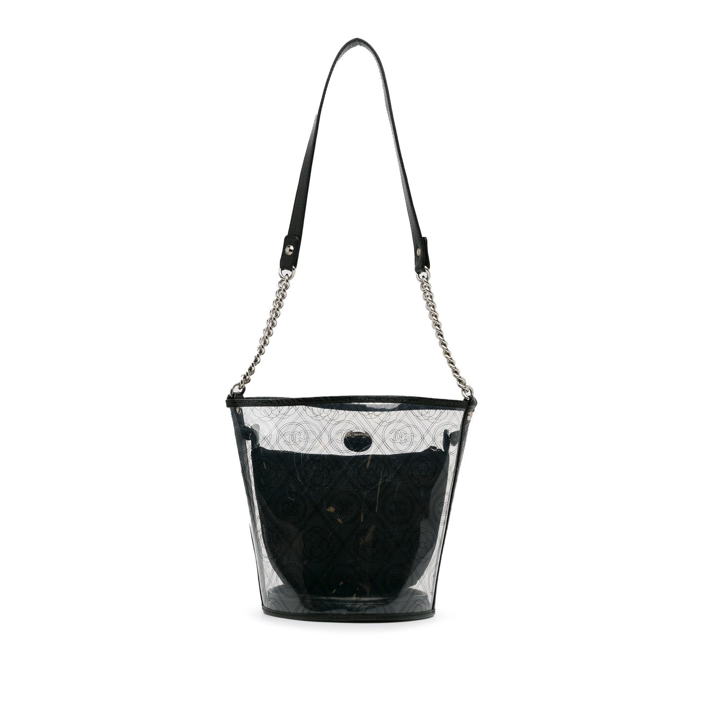 Chanel Crumpled Calfskin PVC Camellia Bucket SHG-ZnYJAw Bucket Bag