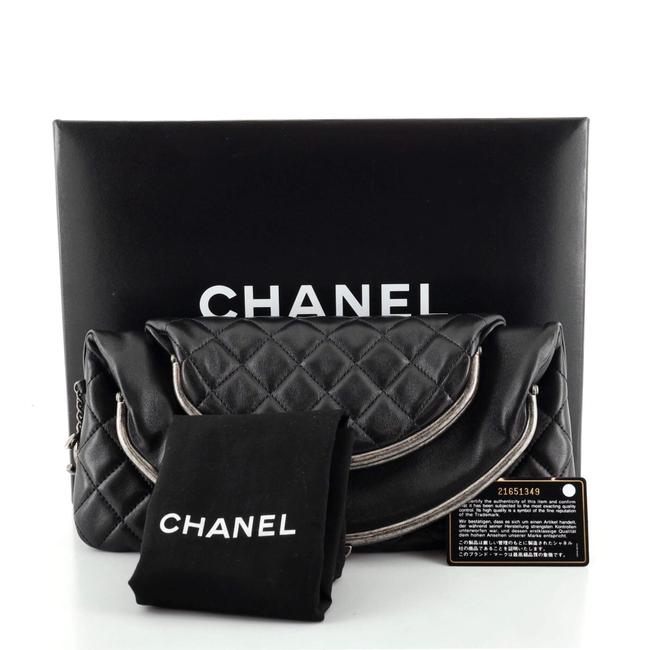 Chanel DOUBLE KISSLOCK FOLD OVER QUILTED Leather Clutch Bag