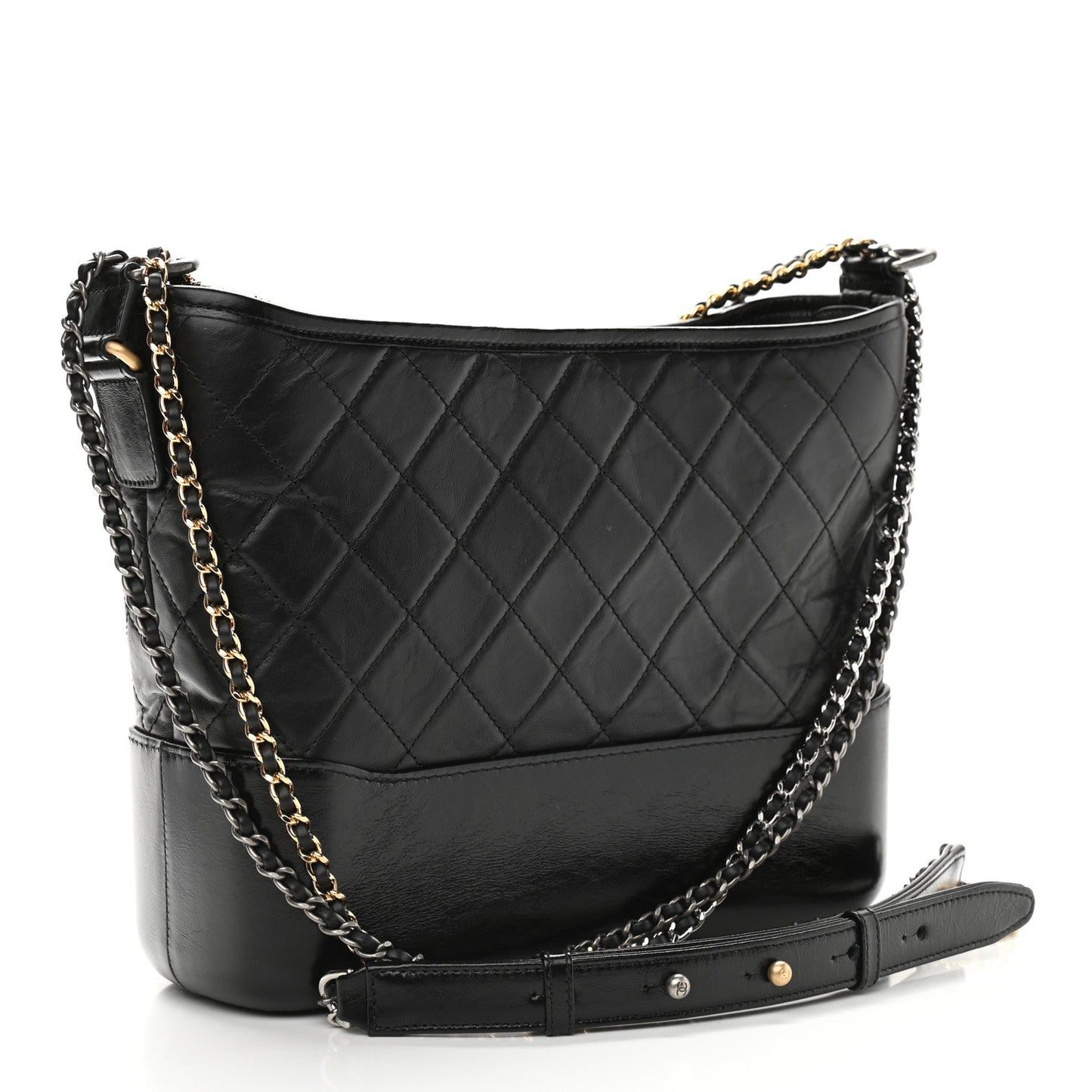 Chanel Aged Calfskin Quilted Gabrielle Hobo Black Shoulder Bag