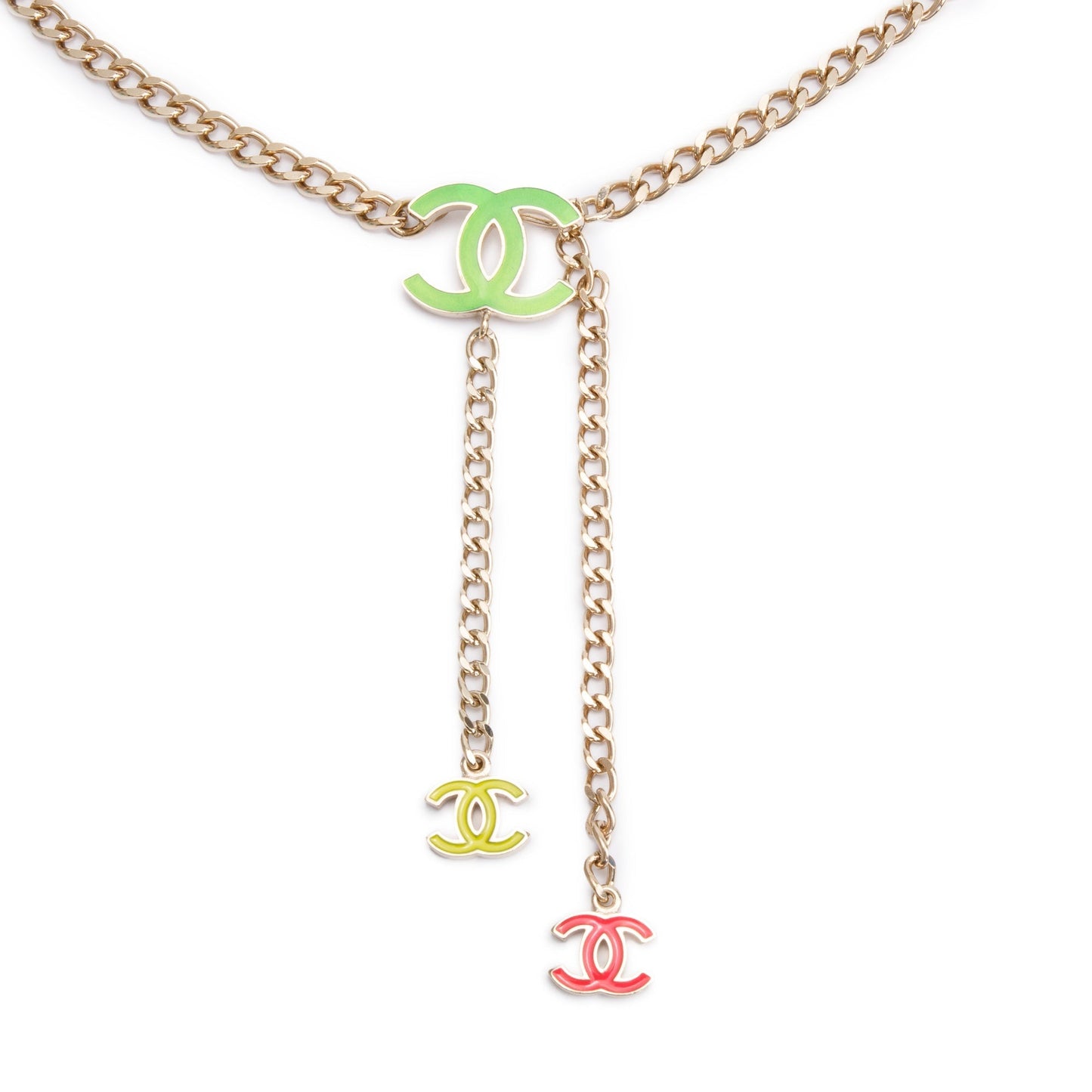 Chanel Plated Enamel CC Logo Waist Gold Belt