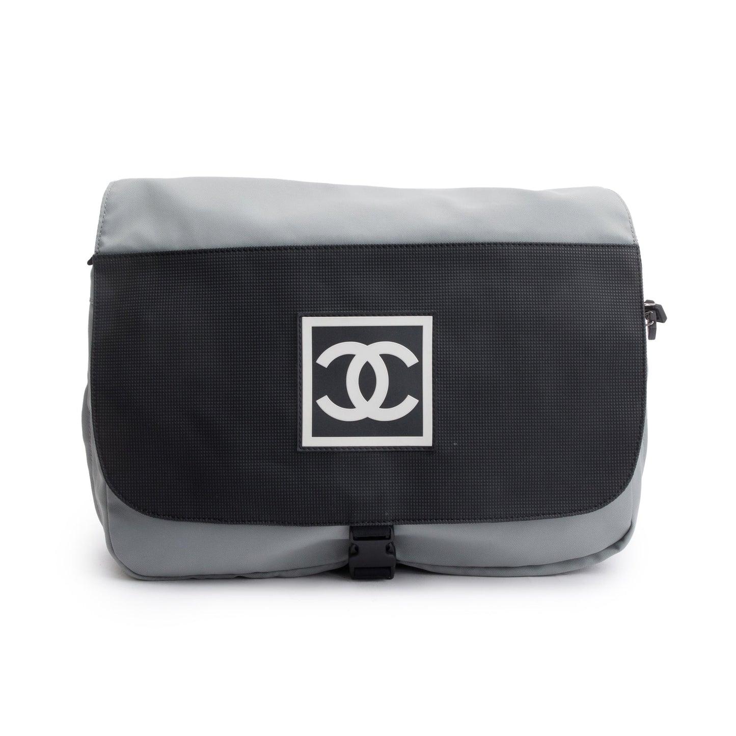 Chanel & Nylon Interlocking CC Logo Black Grey Travel Bag