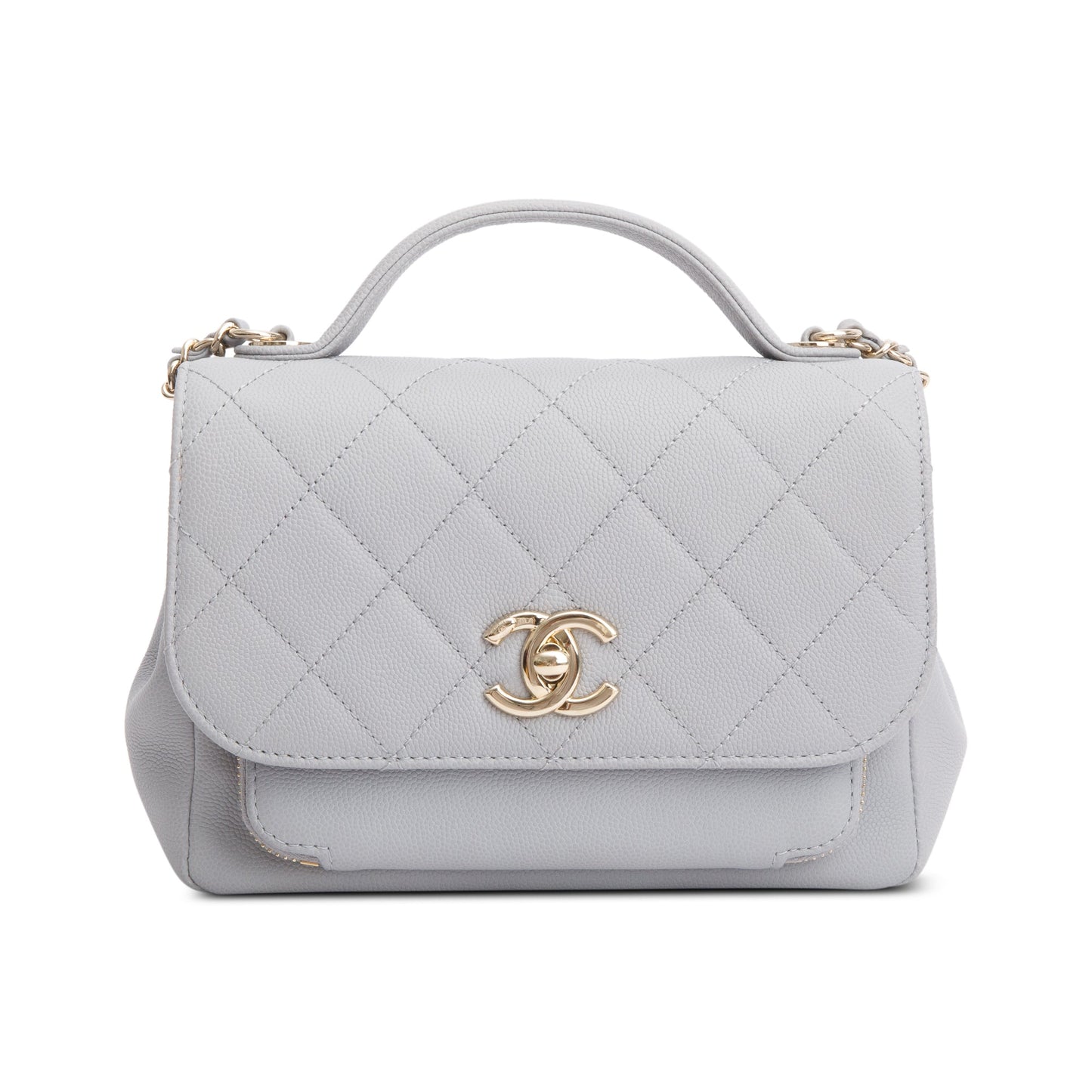 Chanel Caviar Business Affinity Flap Leather Grey Travel Bag