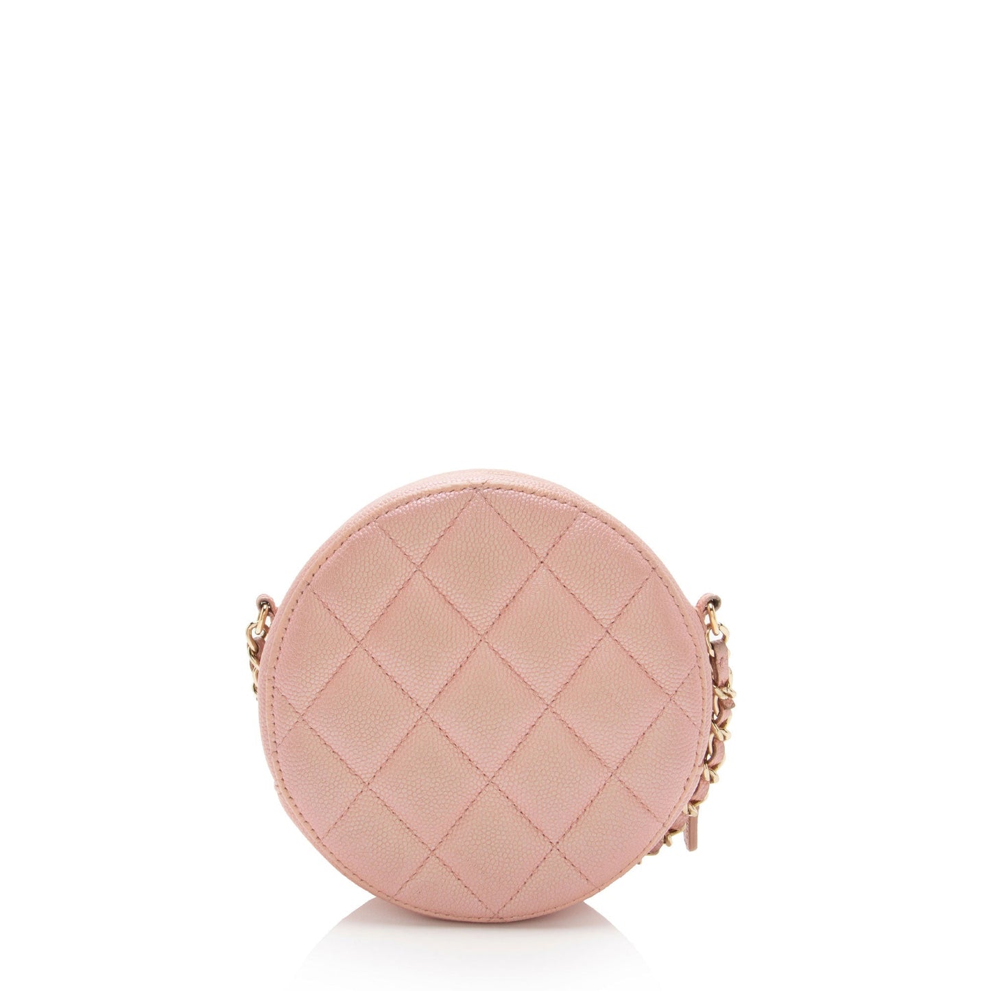 Chanel Iridescent Caviar Mother Pearl CC Round Leather Clutch Bag