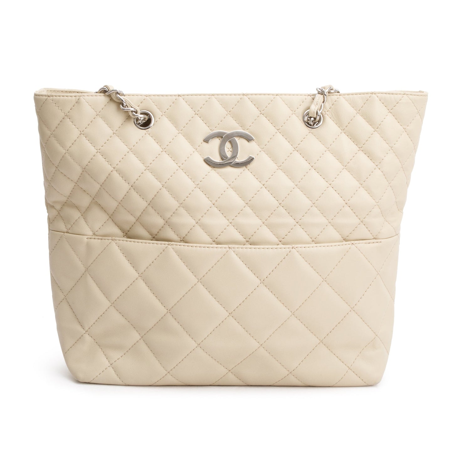 Chanel Quilted Business North South Leather Calfskin Ivory Travel Bag