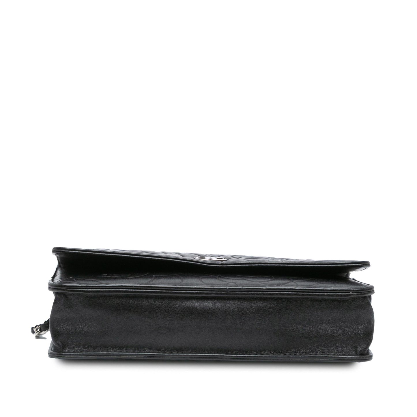 Chanel Lambskin Camellia Embossed On Wallet Case