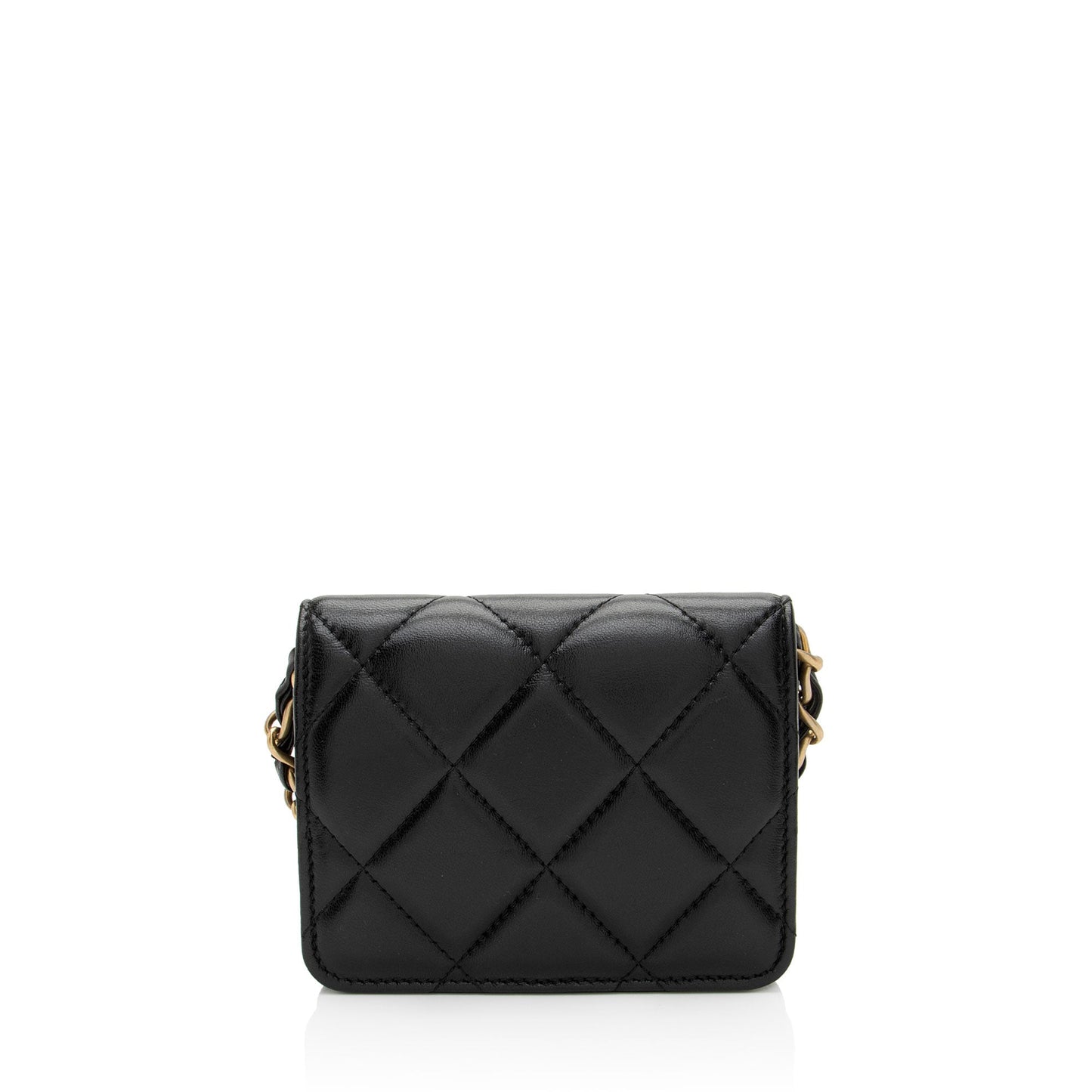 Chanel Lambskin Diamond Card Holder on Lock Wallet Case