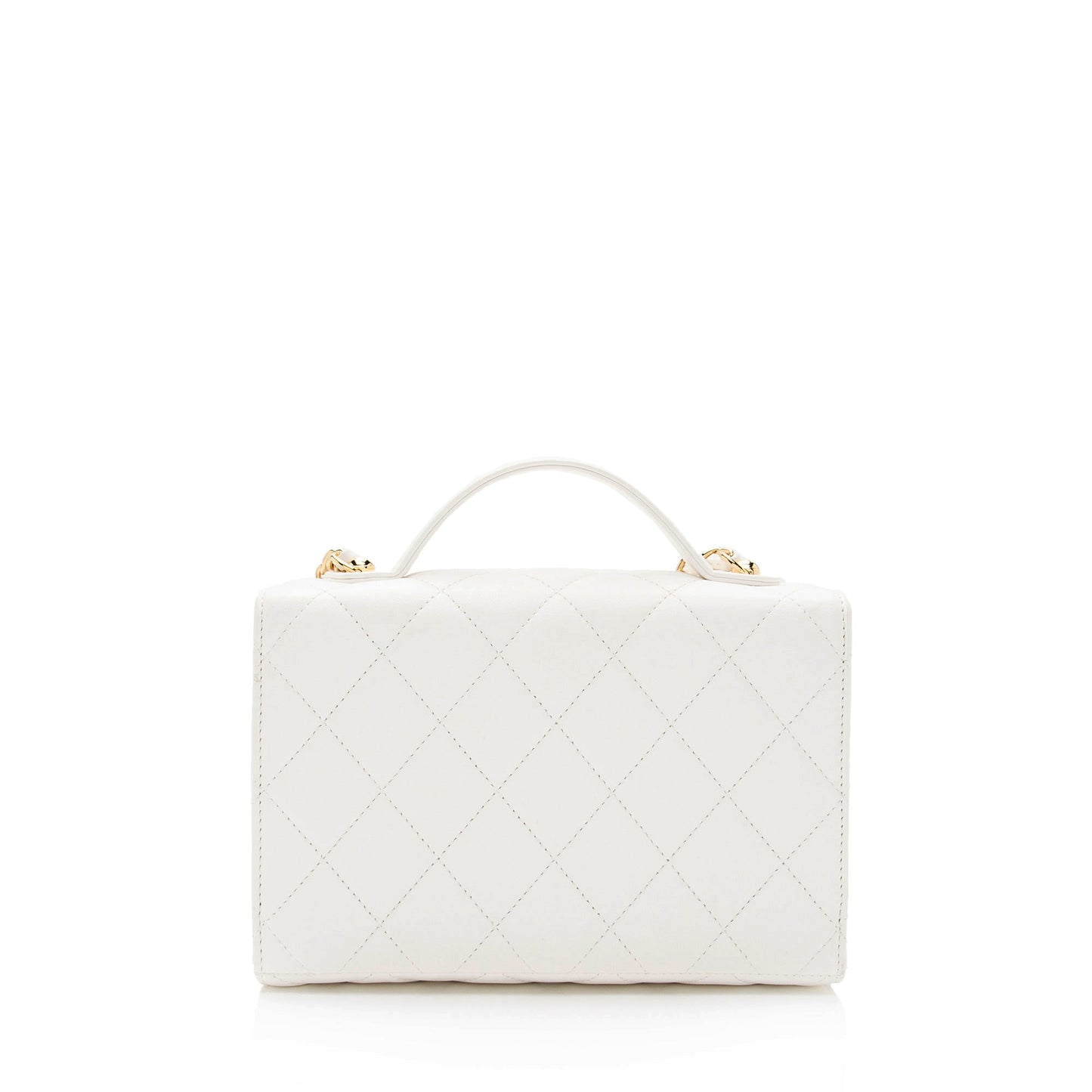 Chanel Lambskin Quilted Plate Top Handle Flap Shoulder Bag