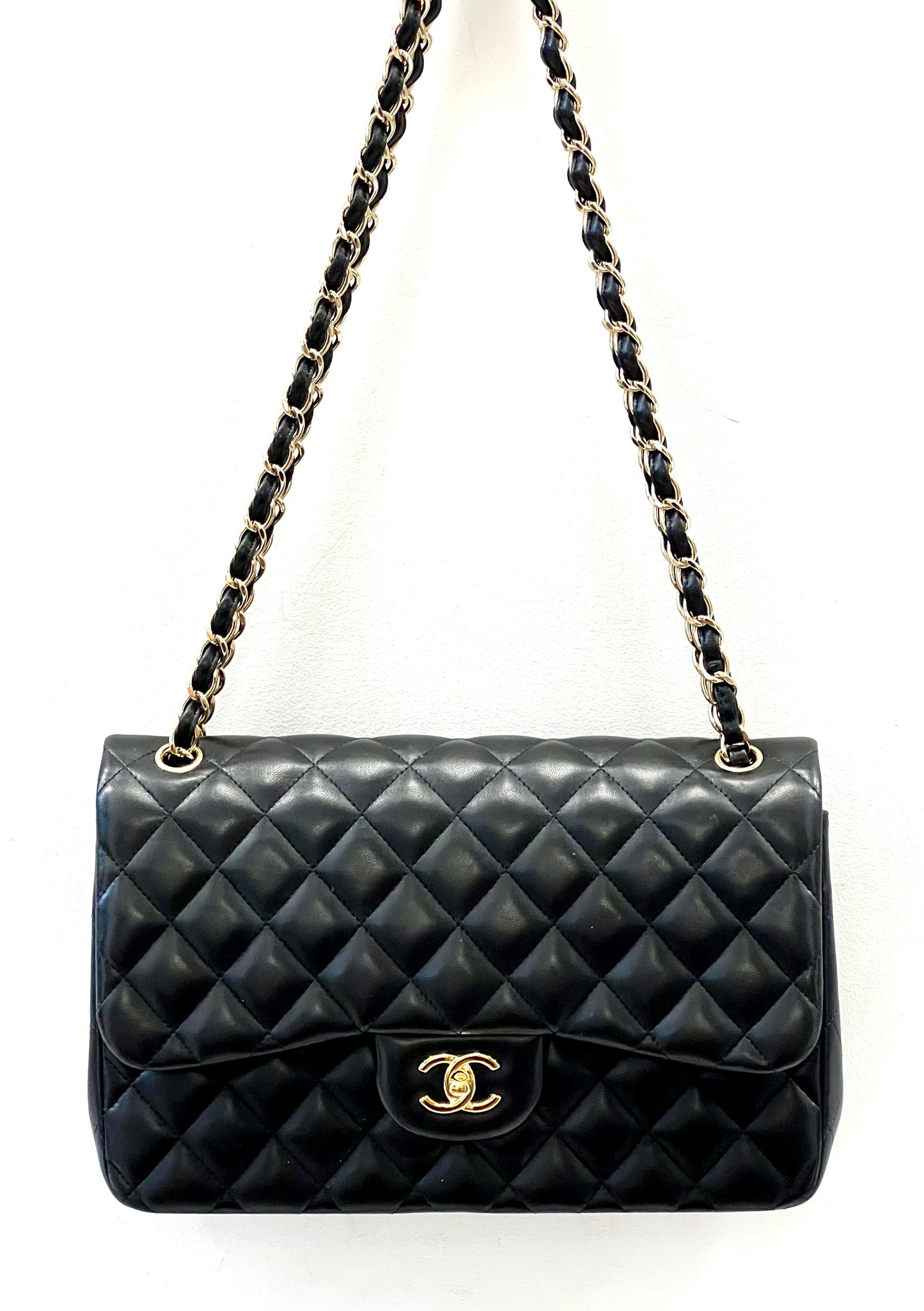 Chanel QUILTED LAMBSKIN DOUBLE FLAP JUMBO Handbag