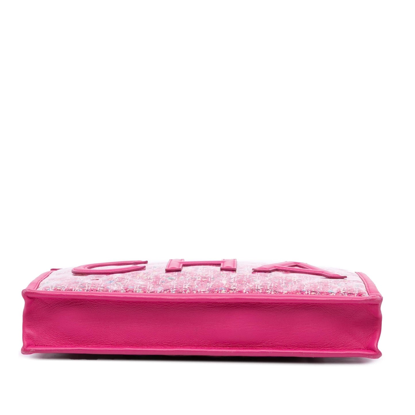 Chanel Tweed PVC Logo Wristlet Handbag Pouch 1