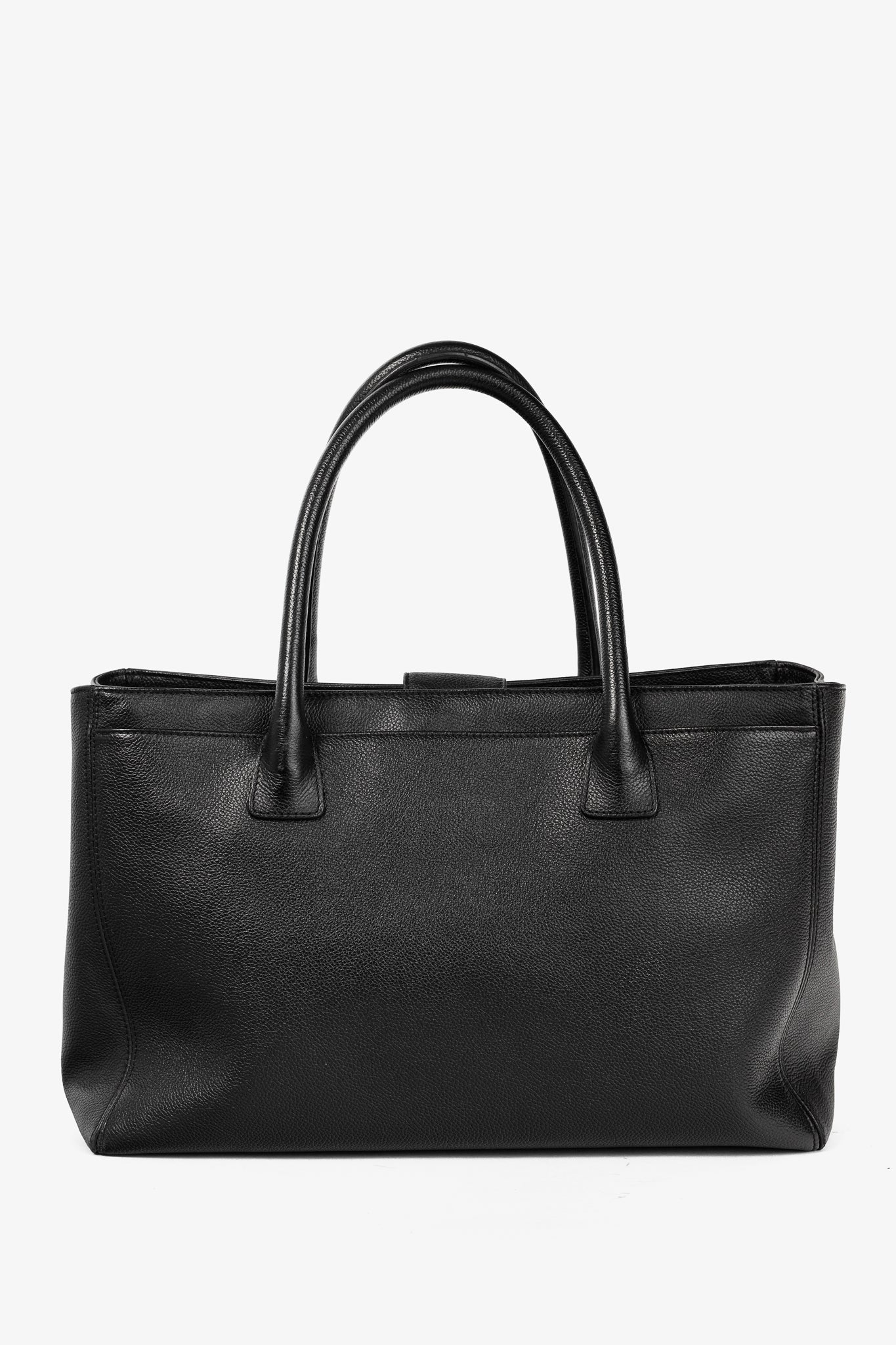 Chanel Cerf Executive Black Leather CC Tote Bag