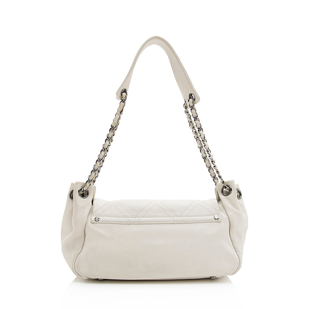Chanel Diamond Stitched Accordion Flap SHF Leather Shoulder Bag