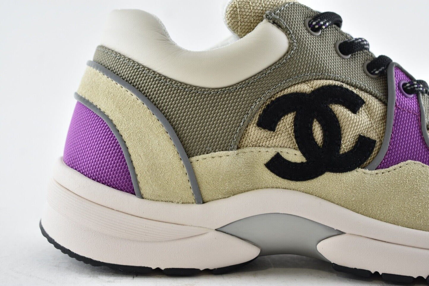 Chanel Mesh Suede Calfskin CC Lo Top Trainers Sneakers for Women