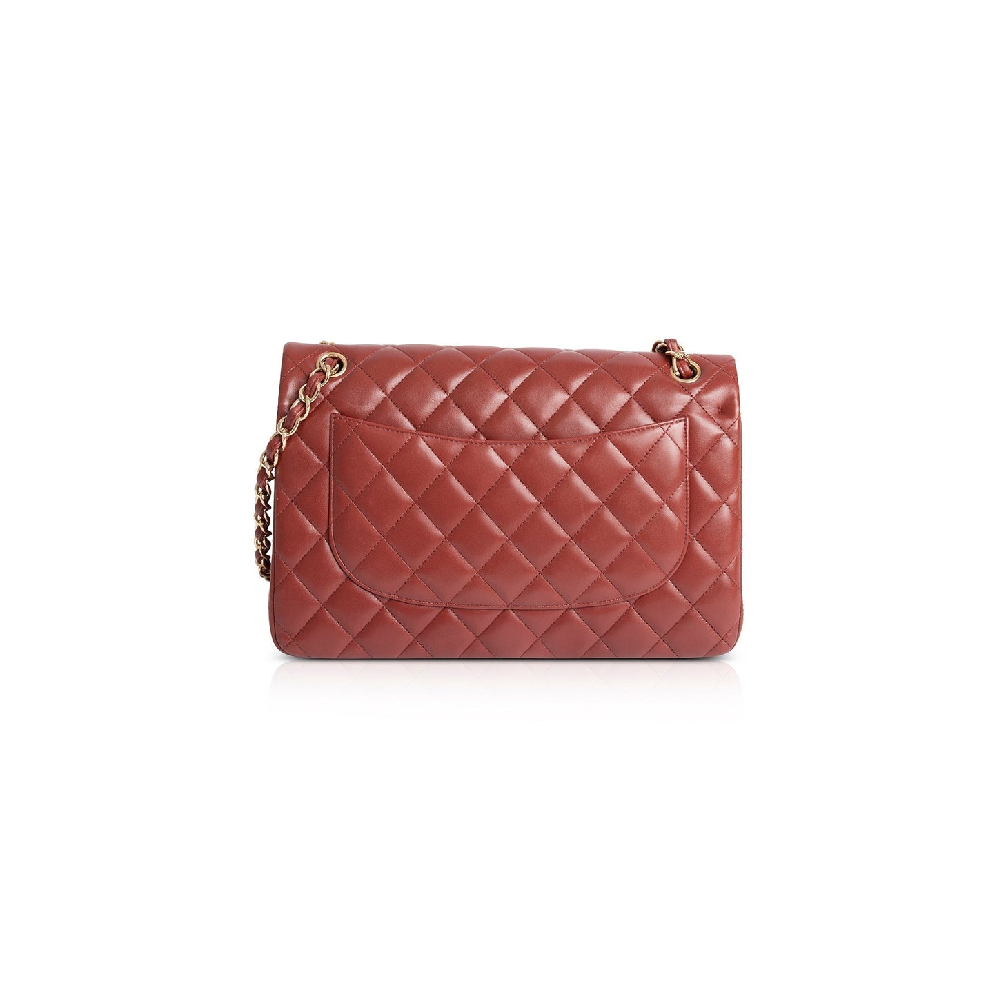 Chanel Maroon Classic Jumbo Double Flap Lambskin Travel Bag