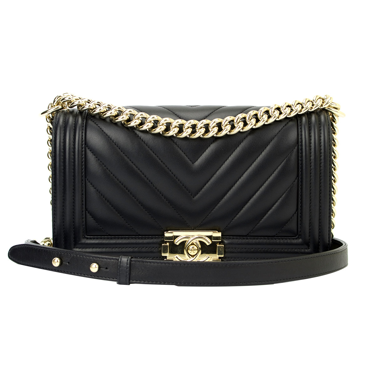 Chanel Chevron Quilted Boy Handbag