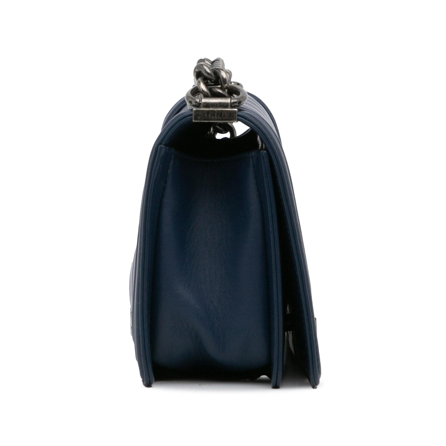 Chanel Calfskin Embossed Painted Chevron Boy Flap Handbag