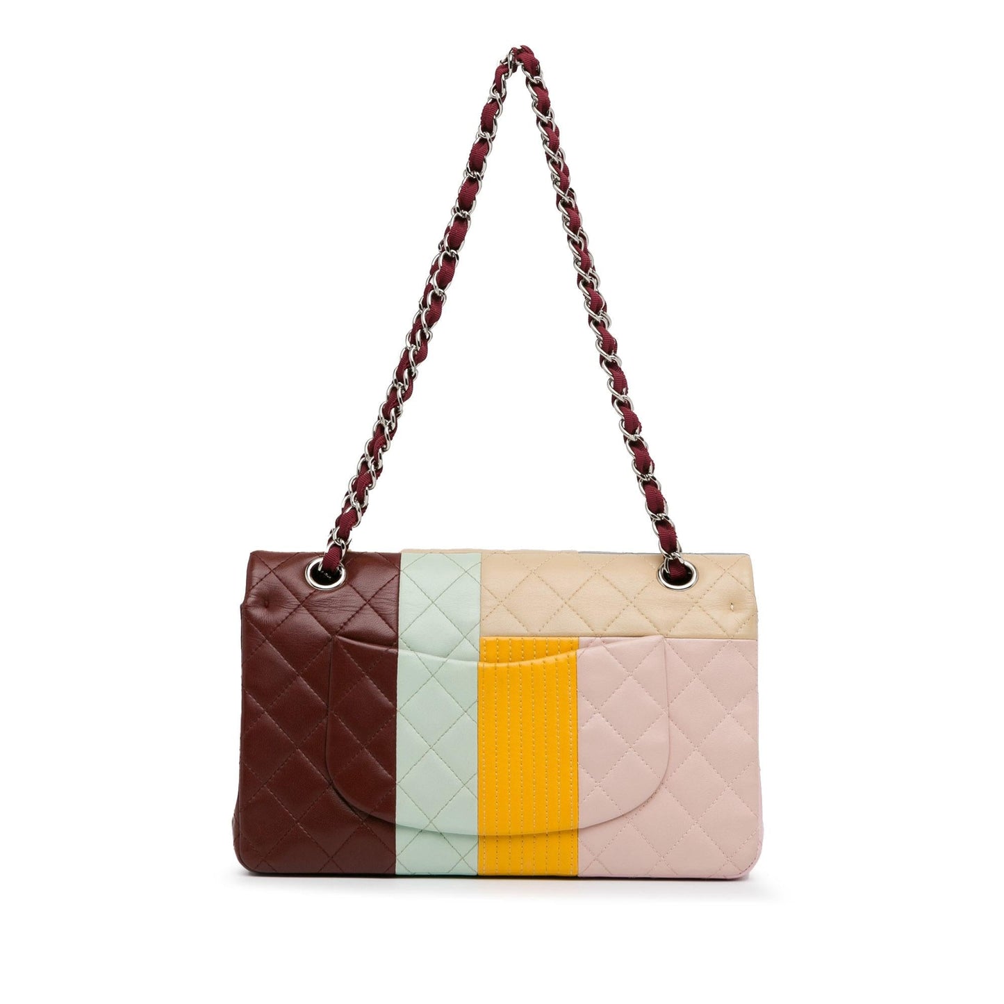 Chanel Classic Color Block Lambskin Flower Double Handbag