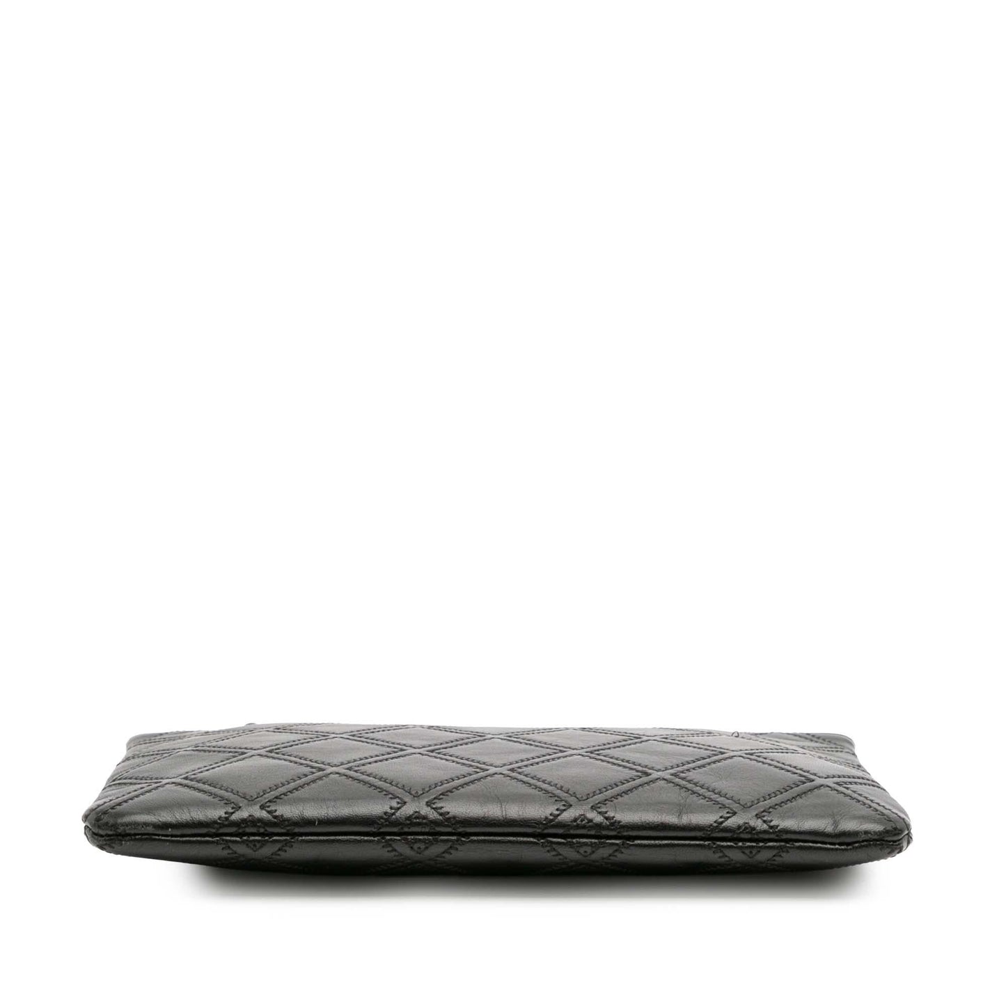 Chanel Quilted Lambskin Double Stitch Tassel O Clutch Bag