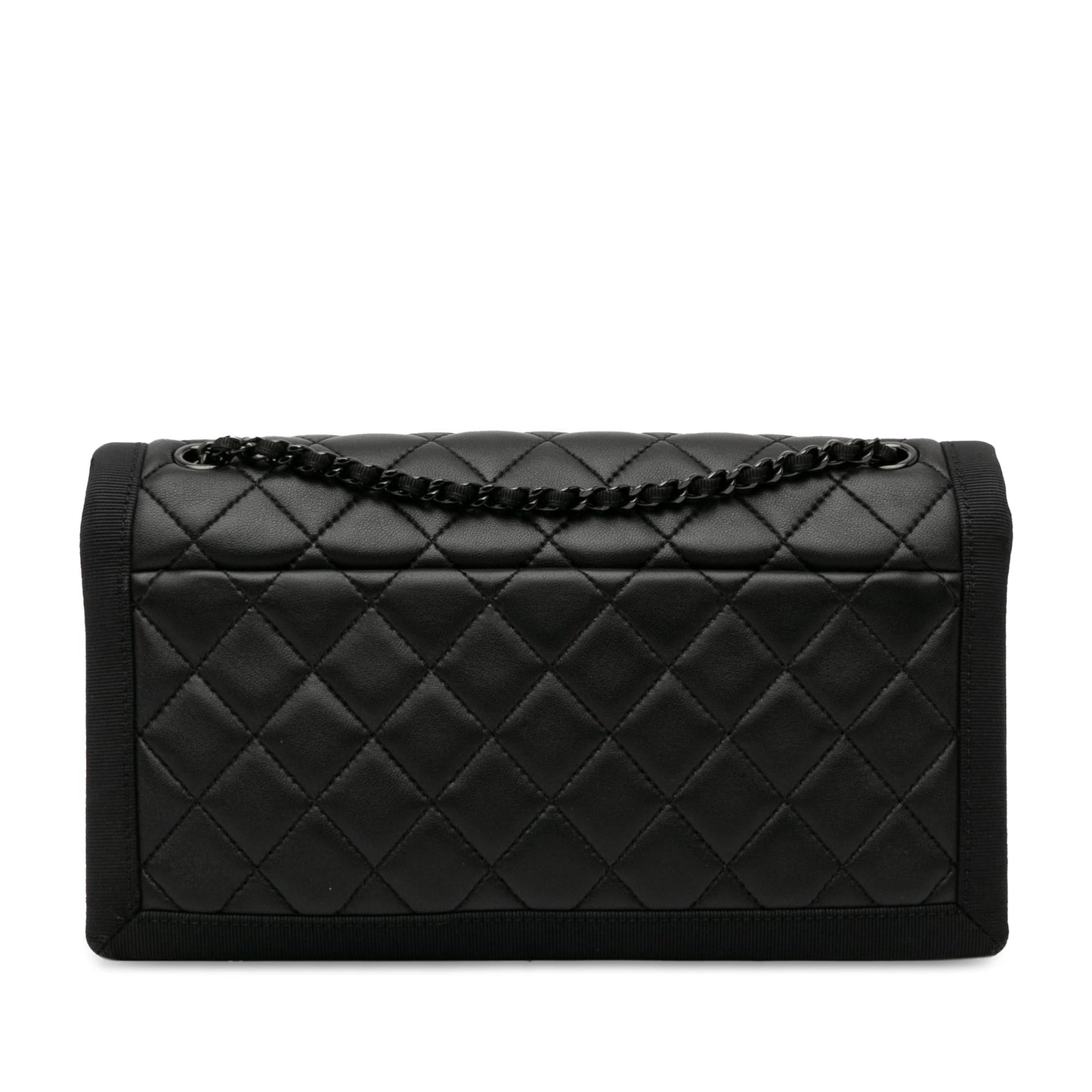 Chanel Medium Quilted Lambskin Grosgrain Two Tone Flap (Shg-Igkksy) Bag
