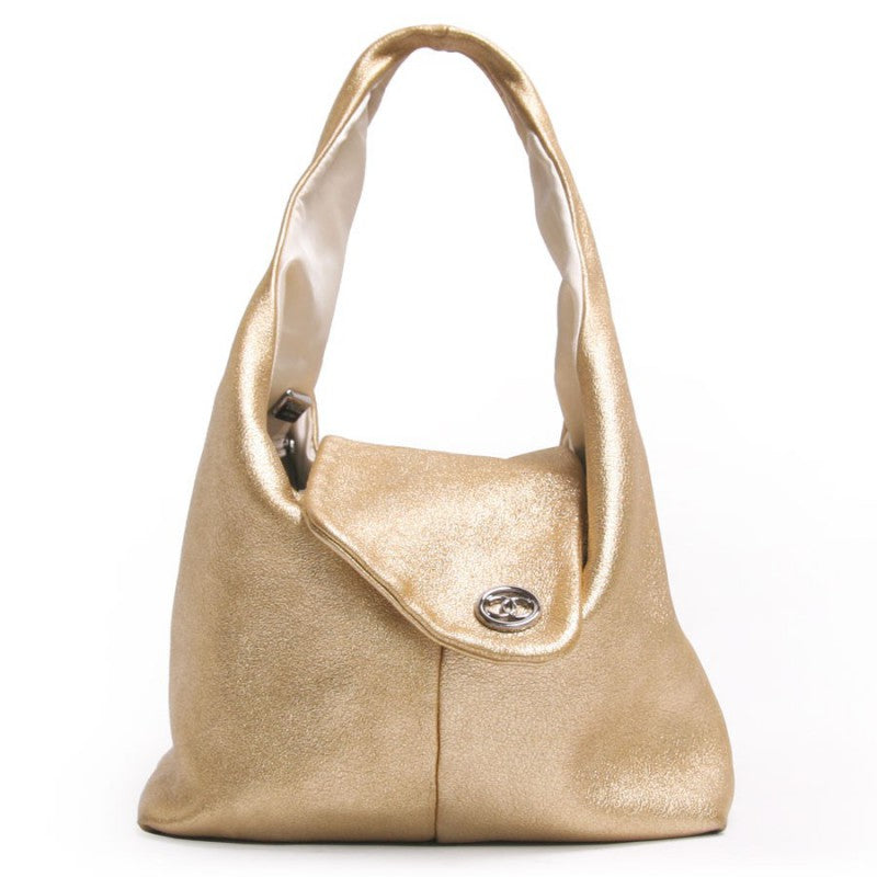 Chanel CC Gold Leather Shoulder Bag