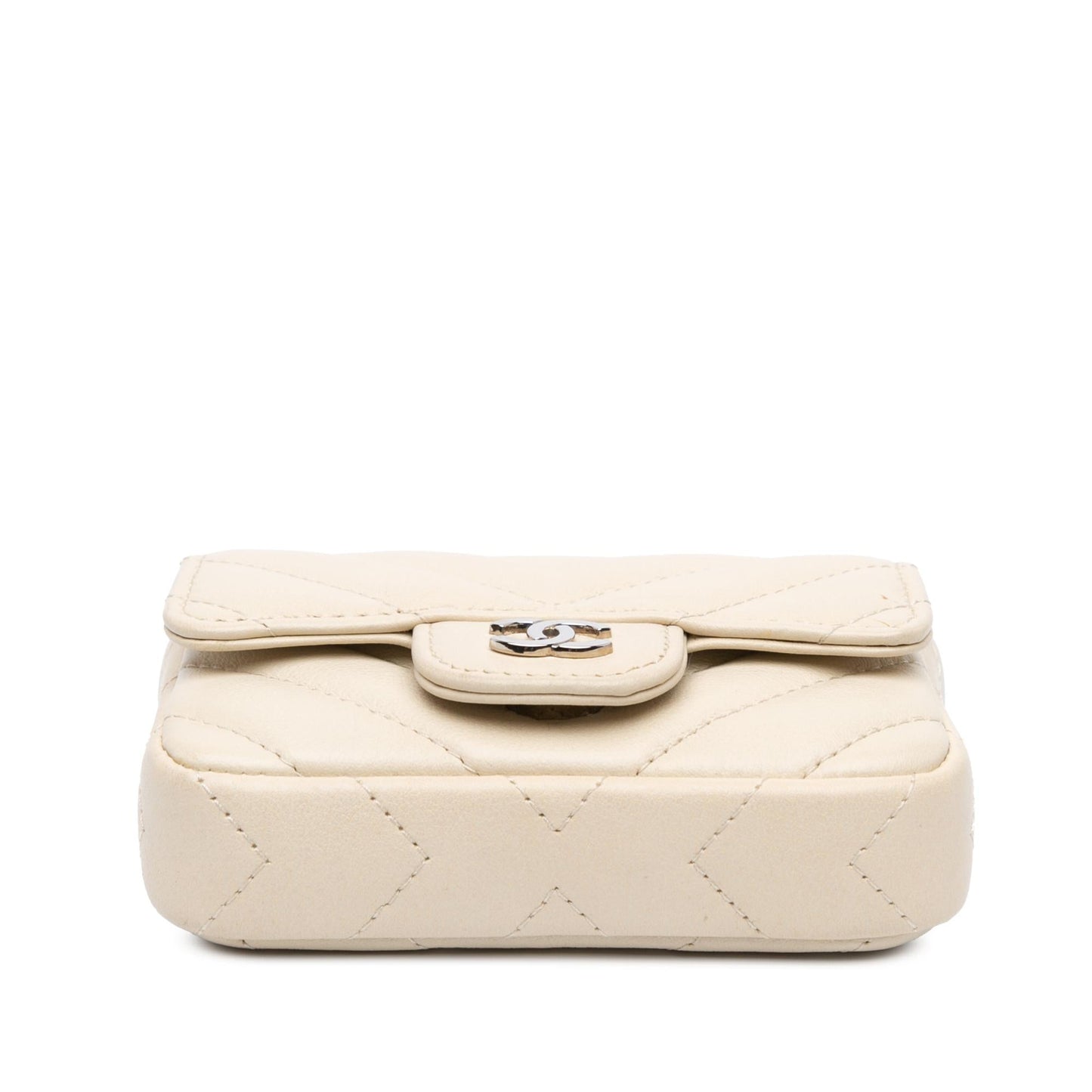 Chanel Chevron Lambskin Card Holder Belt Wallet Case
